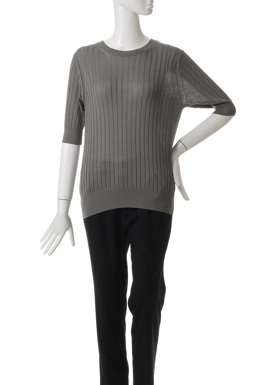 【スローン/SLOANE】の18Gワイドリブ シルク 5分袖クルーネック 人気、トレンドファッション・服の通販 founy(ファニー) 　ファッション　Fashion　レディースファッション　Fashion for Women　トップス・カットソー　Cut & Sew Tops　ニット　Knit Tops & Sweaters　カジュアルプルオーバー・ニットトップス　Pullovers & Knit Tops / Casual Pullovers　シルク　Silk, 100% Silk　シンプル　Simple, Minimal　ワイドリブ　Wide Rib, Wide Ribbed Knit　エレガント 上品　Elegant　other-2|ID: prp329100003882658 ipo3291000000035962196