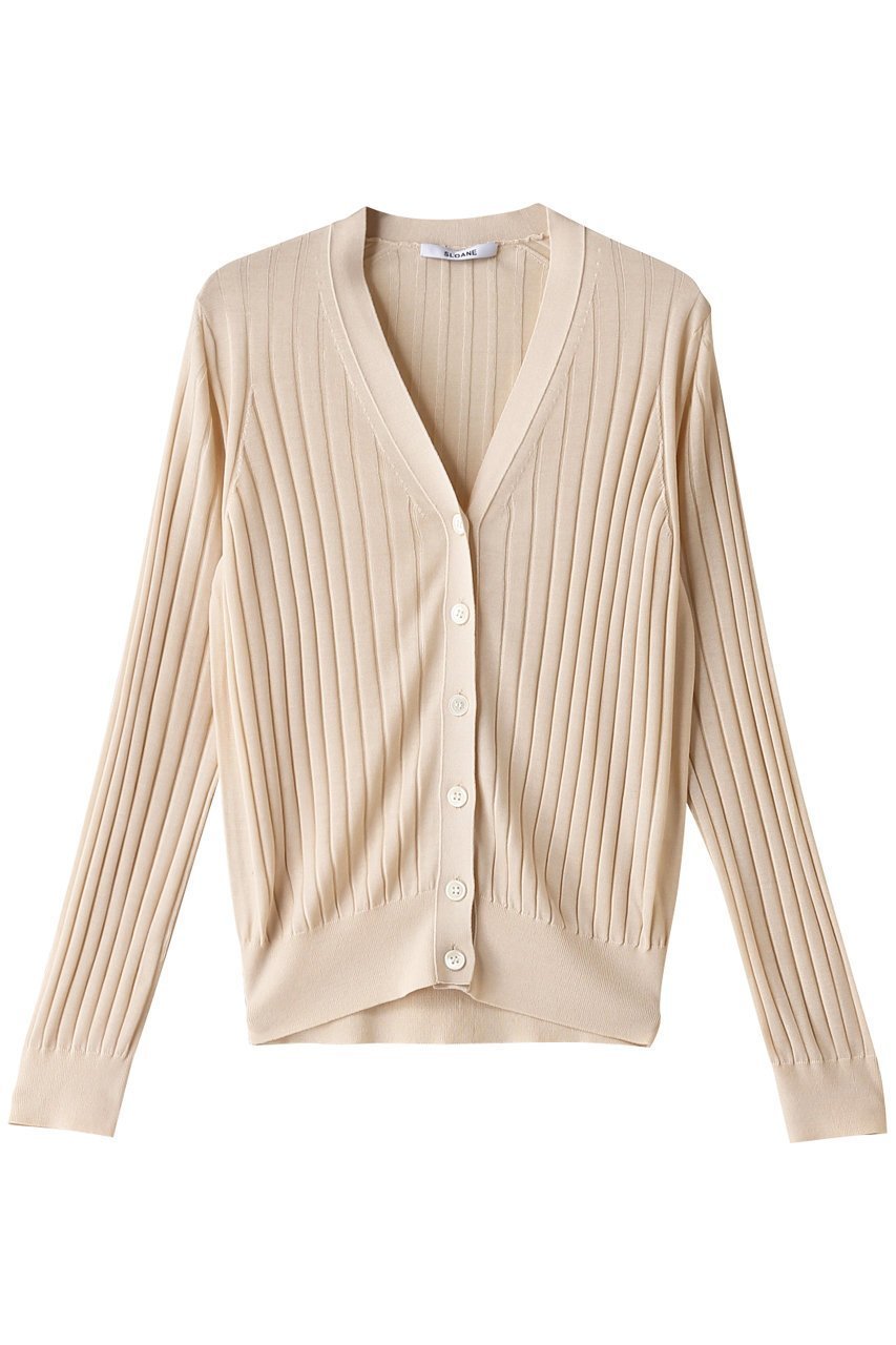【スローン/SLOANE】の18Gワイドリブ シルク Vネックカーディガン インテリア・キッズ・メンズ・レディースファッション・服の通販 founy(ファニー) 　ファッション　Fashion　レディースファッション　Fashion for Women　トップス・カットソー　Cut & Sew Tops　ニット　Knit Tops & Sweaters　カーディガン・羽織り　Layered Style Cardigans　Vネックトップス　V-Neck Tops / V-Cut Neckline Shirts　なめらか　Smooth, Silky Texture　カーディガン　Cardigan, Knitwear　シルク　Silk, 100% Silk　シンプル　Simple, Minimal　ベーシック　Basic, Essential　ボトム　Bottoms, Lower Wear　ワイドリブ　Wide Rib, Wide Ribbed Knit　エレガント 上品　Elegant　定番　Standard, Basic Item　エクリュ|ID: prp329100003882659 ipo3291000000032944374