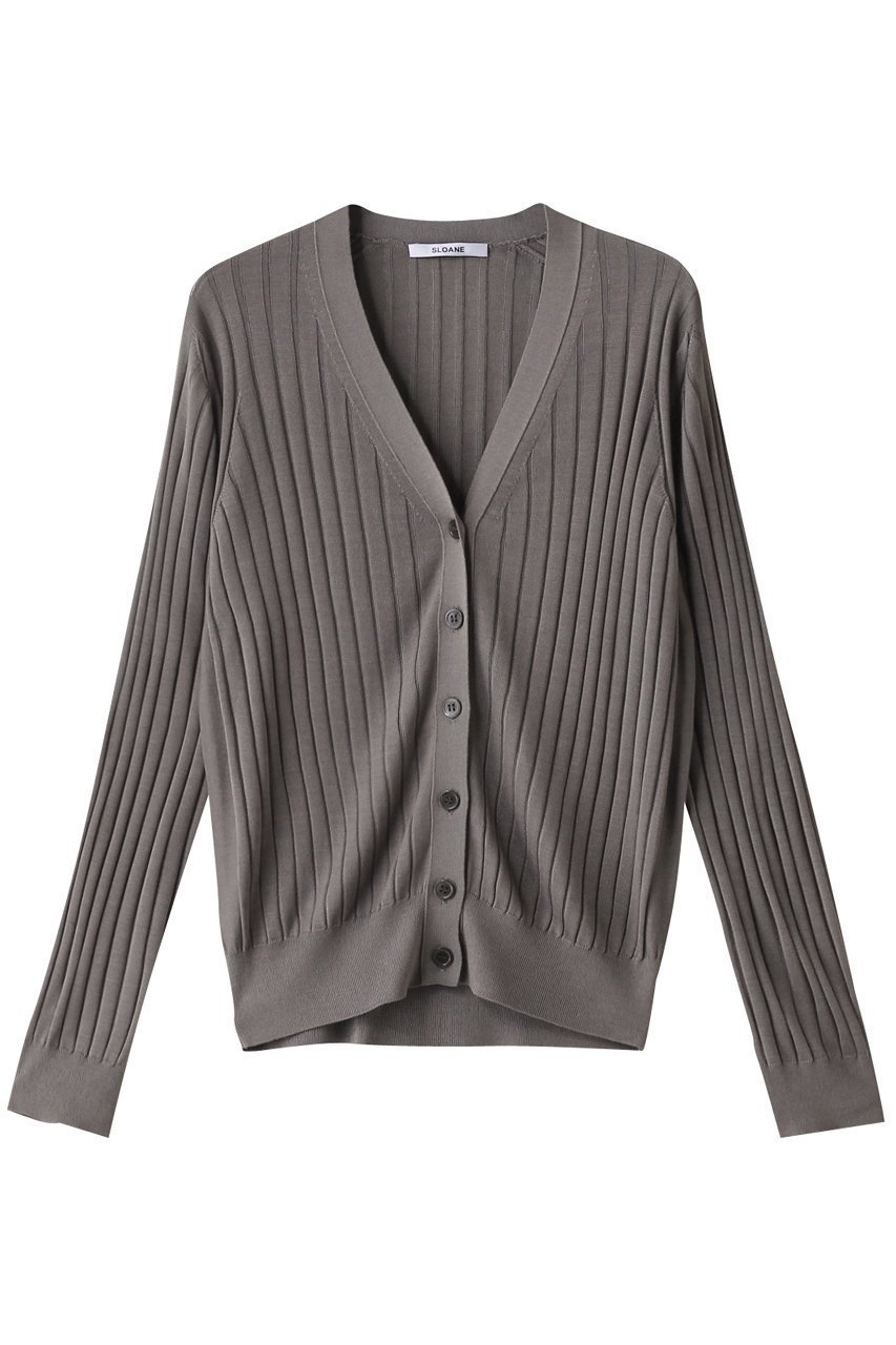【スローン/SLOANE】の18Gワイドリブ シルク Vネックカーディガン インテリア・キッズ・メンズ・レディースファッション・服の通販 founy(ファウニー) 　ファッション　Fashion　レディースファッション　Fashion for Women　トップス・カットソー　Cut & Sew Tops　ニット　Knit Tops & Sweaters　カーディガン・羽織り　Layered Style Cardigans　Vネックトップス　V-Neck Tops / V-Cut Neckline Shirts　なめらか　Smooth, Silky Texture　カーディガン　Cardigan, Knitwear　シルク　Silk, 100% Silk　シンプル　Simple, Minimal　ベーシック　Basic, Essential　ボトム　Bottoms, Lower Wear　ワイドリブ　Wide Rib, Wide Ribbed Knit　エレガント 上品　Elegant　定番　Standard, Basic Item　グレー|ID: prp329100003882659 ipo3291000000036797988