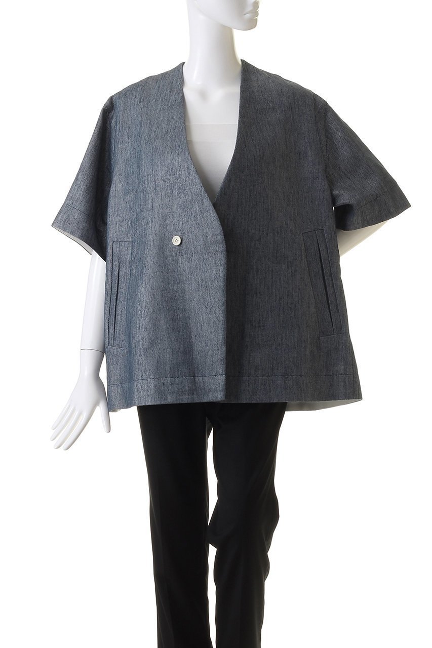 【デパリエ/DEPAREILLE】のデニムフィルムツイルジャケット 人気、トレンドファッション・服の通販 founy(ファニー) 　ファッション　Fashion　レディースファッション　Fashion for Women　アウター　Coat / Outerwear Collection　レディースジャケット・軽アウター　Jackets　おすすめ　Recommended / Our Picks　ジャケット　Jacket, Outerwear　スリット　Slit, Slit Detail　セットアップ　Set-Up, Coordinated Outfit　デニム　Denim, Jeans Material　エレガント 上品　Elegant　半袖　Short Sleeve, Half Sleeve　長袖　Long Sleeve, Full Sleeve　other-7|ID: prp329100003882759 ipo3291000000032959197
