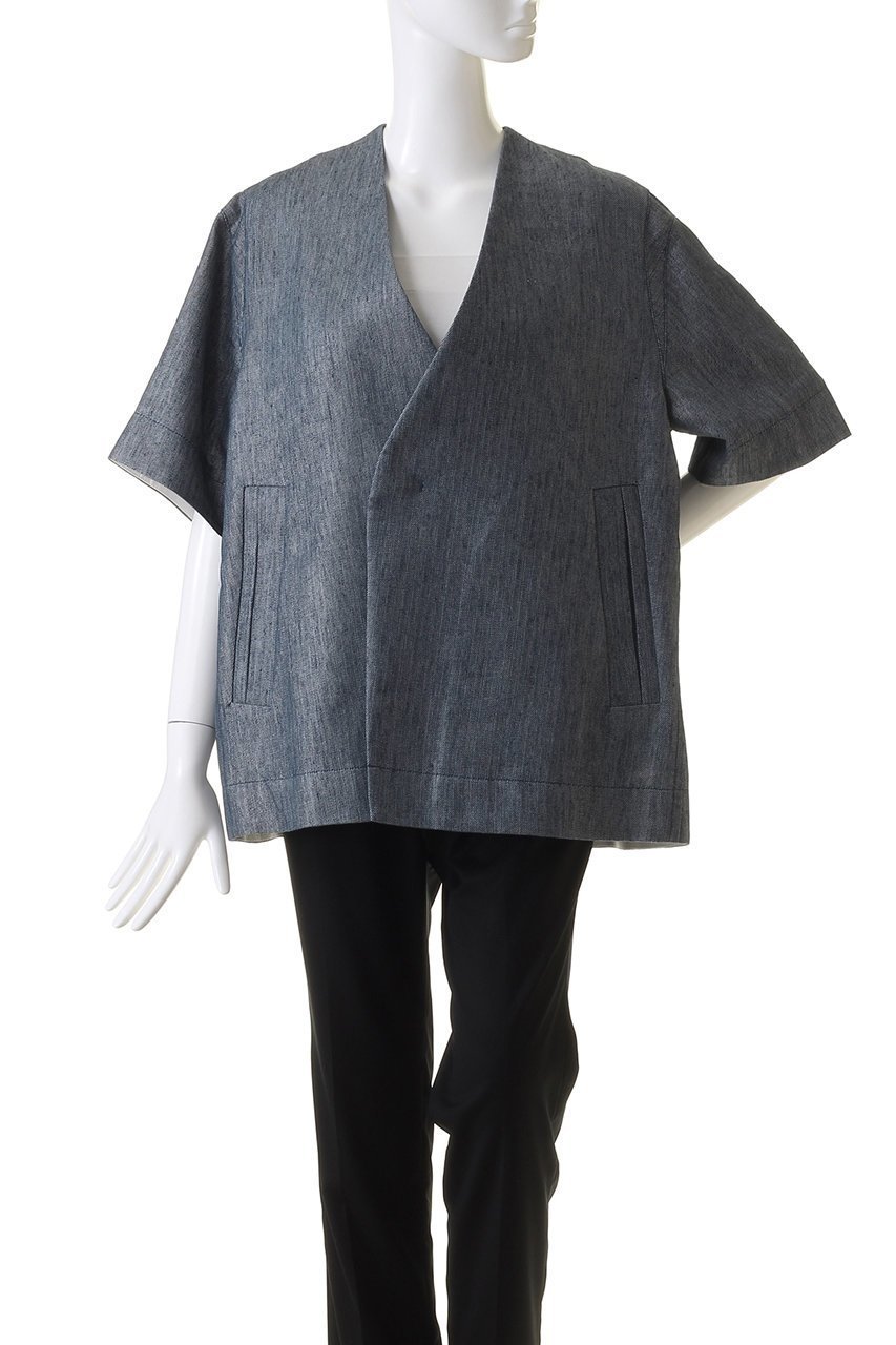 【デパリエ/DEPAREILLE】のデニムフィルムツイルジャケット 人気、トレンドファッション・服の通販 founy(ファニー) 　ファッション　Fashion　レディースファッション　Fashion for Women　アウター　Coat / Outerwear Collection　レディースジャケット・軽アウター　Jackets　おすすめ　Recommended / Our Picks　ジャケット　Jacket, Outerwear　スリット　Slit, Slit Detail　セットアップ　Set-Up, Coordinated Outfit　デニム　Denim, Jeans Material　エレガント 上品　Elegant　半袖　Short Sleeve, Half Sleeve　長袖　Long Sleeve, Full Sleeve　other-2|ID: prp329100003882759 ipo3291000000036223700