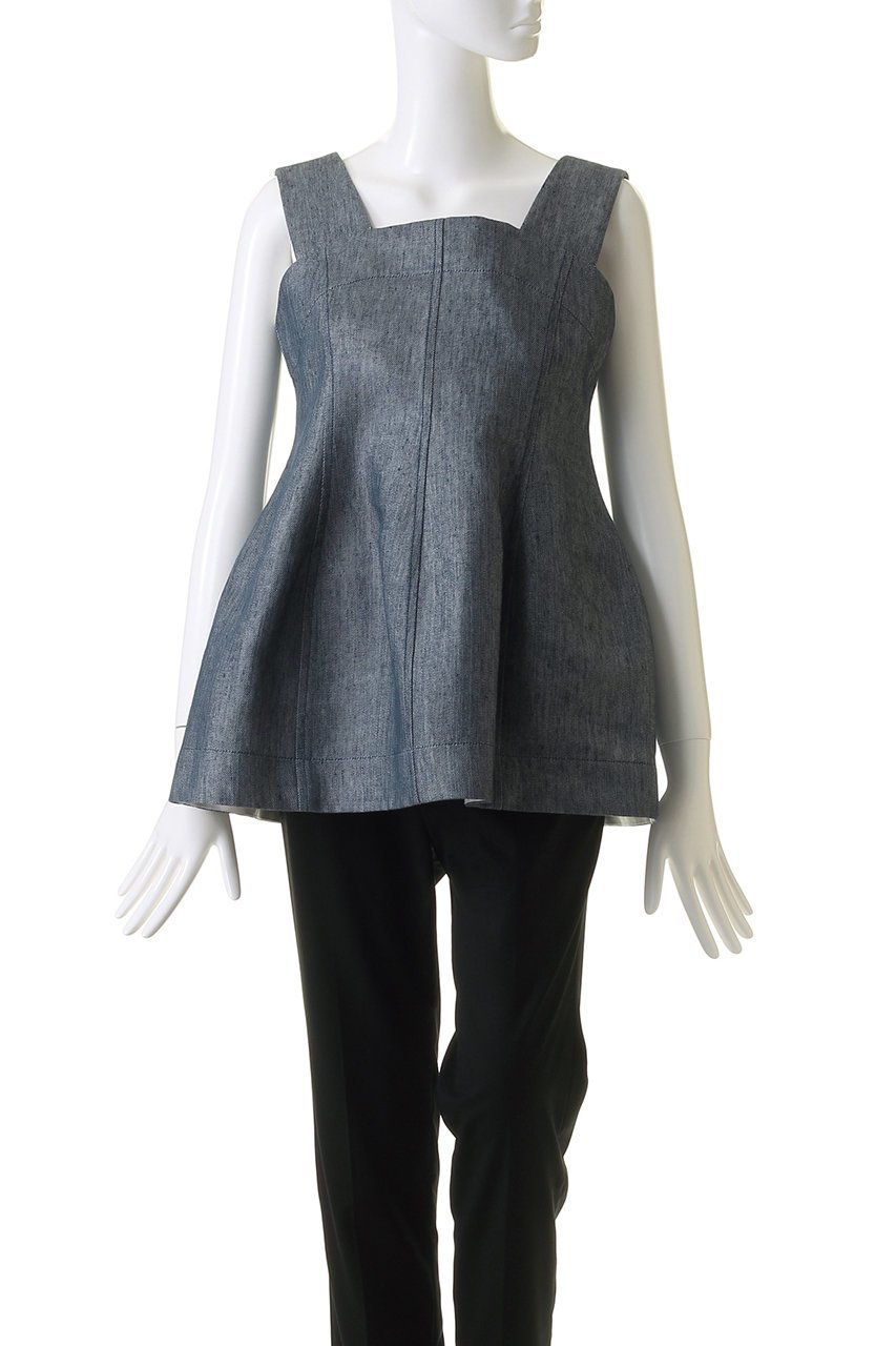 【デパリエ/DEPAREILLE】のデニムフィルムツイルビスチェ 人気、トレンドファッション・服の通販 founy(ファニー) 　ファッション　Fashion　レディースファッション　WOMEN　トップス・カットソー　Tops/Tshirt　キャミソール / ノースリーブ　No Sleeves　シャツ/ブラウス　Shirts/Blouses　ロング / Tシャツ　T-Shirts　カットソー　Cut and Sewn　ビスチェ　Bustier　おすすめ　Recommend　キャミソール　Camisole　セットアップ　Set Up　タンク　Tank　デニム　Denim　トレンド　Trend　フレア　Flare　ペプラム　Peplum　other-2|ID: prp329100003882760 ipo3291000000031378271