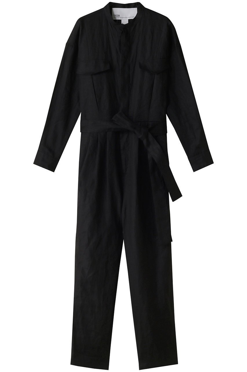 【ティッカ/TICCA】の【ELLE SHOP限定】リネンコンビネゾン インテリア・キッズ・メンズ・レディースファッション・服の通販 founy(ファニー) 　ファッション　Fashion　レディースファッション　Fashion for Women　パンツ　Pants & Trousers　コンビネゾン　Jumpsuit, All-in-One　スリーブ　Sleeve, Long Sleeve / Short Sleeve　リネン　Linen, Linen Fabric　リラックス　Relax, Relaxed Fit　ロング　Long, Long-Length　エレガント 上品　Elegant　人気　Popular, Best Seller　夏　Summer　ブラック|ID: prp329100003883907 ipo3291000000032965805
