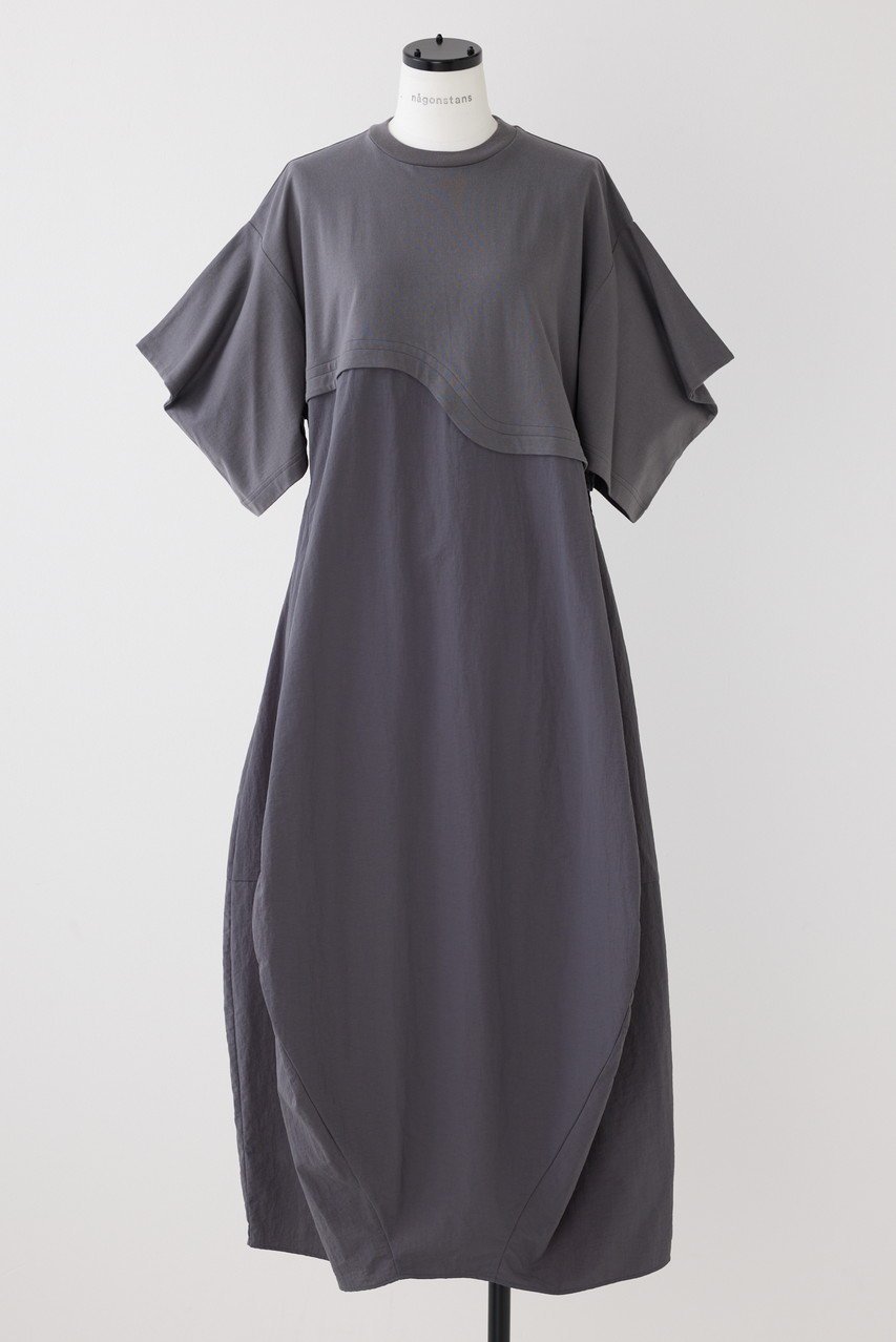 【ナゴンスタンス/nagonstans】のCO天竺 Square Sleeve DRS/ドレス インテリア・キッズ・メンズ・レディースファッション・服の通販 founy(ファニー) 　ファッション　Fashion　レディースファッション　Fashion for Women　ワンピース　Dresses　フォーマル・パーティードレス・結婚式用ドレス　Elegant & Casual Dresses　チュニック　Tunic Tops & Dresses　アウトドア　Outdoor Clothing　カッティング　Cutting Detail　カットソー　Cut and Sewn Top　スクエア　Square, Square Shape　スリーブ　Sleeve, Long Sleeve / Short Sleeve　チュニック　Tunic, Long Top　ドッキング　Docking, Mixed Material　ドレス　Dress, One-Piece　ポケット　Pocket, Pocket Detail　ミックス　Mix, Mixed Style　ロング　Long, Long-Length　半袖　Short Sleeve, Half Sleeve　Cloud|ID: prp329100003883957 ipo3291000000032921942