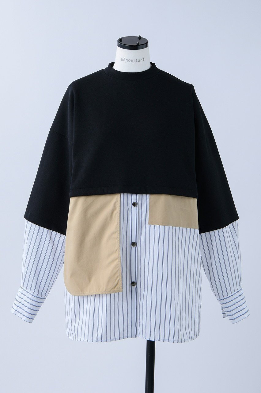 【ナゴンスタンス/nagonstans】のライトダンボール アシンメドッキング P.O/プルオーバー 人気、トレンドファッション・服の通販 founy(ファニー) 　ファッション　Fashion　レディースファッション　Fashion for Women　トップス・カットソー　Cut & Sew Tops　シャツ・ブラウス・オフィスカジュアル　Elegant Blouses & Button-Ups　ロングTシャツ・Tシャツ　Longline T-Shirts & Tees　カジュアルプルオーバー・ニットトップス　Pullovers & Knit Tops / Casual Pullovers　カットソー・ベーシックTシャツ　Cut-and-Sewn Tops / Stretch Tees & Basics　クロップド　Cropped, Short Length　スクエア　Square, Square Shape　スリーブ　Sleeve, Long Sleeve / Short Sleeve　ロング　Long, Long-Length　 other-1|ID: prp329100003883959 ipo3291000000032837492