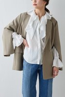 【ガリャルダガランテ/GALLARDAGALANTE】のラッフルカラーブラウス 人気、トレンドファッション・服の通販 founy(ファニー) ファッション Fashion レディースファッション Fashion for Women トップス・カットソー Cut & Sew Tops シャツ・ブラウス・オフィスカジュアル Elegant Blouses & Button-Ups なめらか Smooth, Silky Texture クラシカル Classical, Vintage-Inspired スリーブ Sleeve, Long Sleeve / Short Sleeve ドレープ Drape, Draping Fabric フリル Frill, Ruffle ロング Long, Long-Length 再入荷 Restock / Back in Stock |ID:prp329100003883990