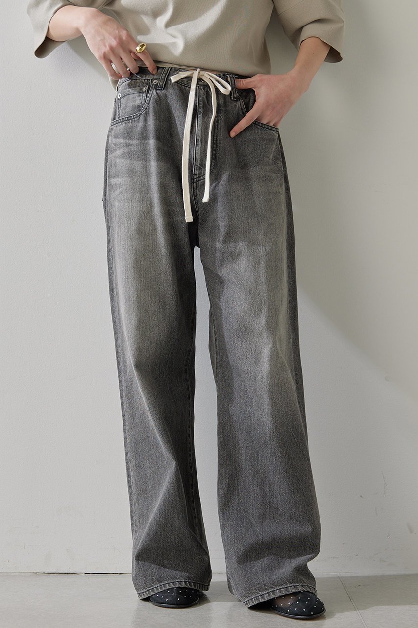 【ウィムガゼット/Whim Gazette】のドロストデニムパンツ インテリア・キッズ・メンズ・レディースファッション・服の通販 founy(ファニー) 　ファッション　Fashion　レディースファッション　Fashion for Women　パンツ　Pants & Trousers　デニムパンツ・ジーンズ・美脚デニム　Denim Jeans & Pants　ウォッシュ　Washed Finish　クール　Cool, Chic　シューズ　Shoes, Footwear　シンプル　Simple, Minimal　デニム　Denim, Jeans Material　ドローコード　Drawcord, Drawstring Cord　リラックス　Relax, Relaxed Fit　グレー|ID: prp329100003884040 ipo3291000000036458602