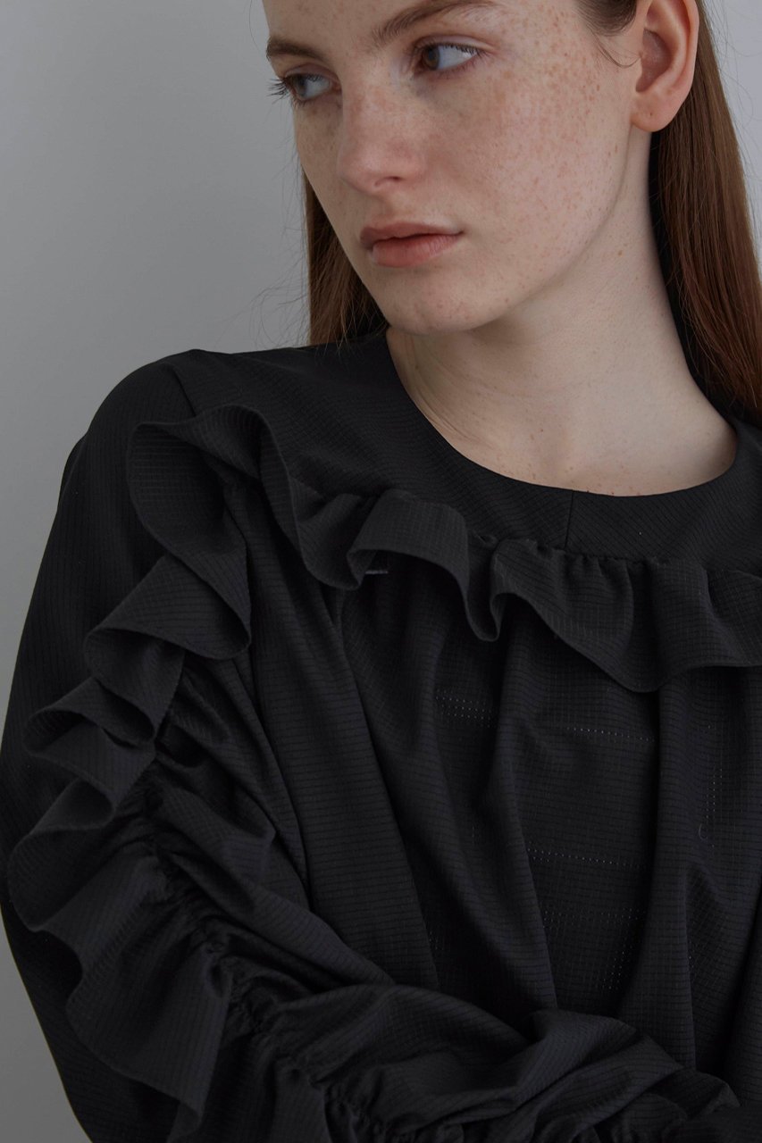 【ル フィル/LE PHIL】のクールドットサッカーブラウス 人気、トレンドファッション・服の通販 founy(ファニー) 　ファッション　Fashion　レディースファッション　WOMEN　トップス・カットソー　Tops/Tshirt　シャツ/ブラウス　Shirts/Blouses　おすすめ　Recommend　コンパクト　Compact　ストレッチ　Stretch　スポーツ　Sports　スリーブ　Sleeve　タフタ　Taffeta　ドット　Dot　フリル　Frills　ボトム　Bottom　ロング　Long　other-2|ID: prp329100003884055 ipo3291000000031263519