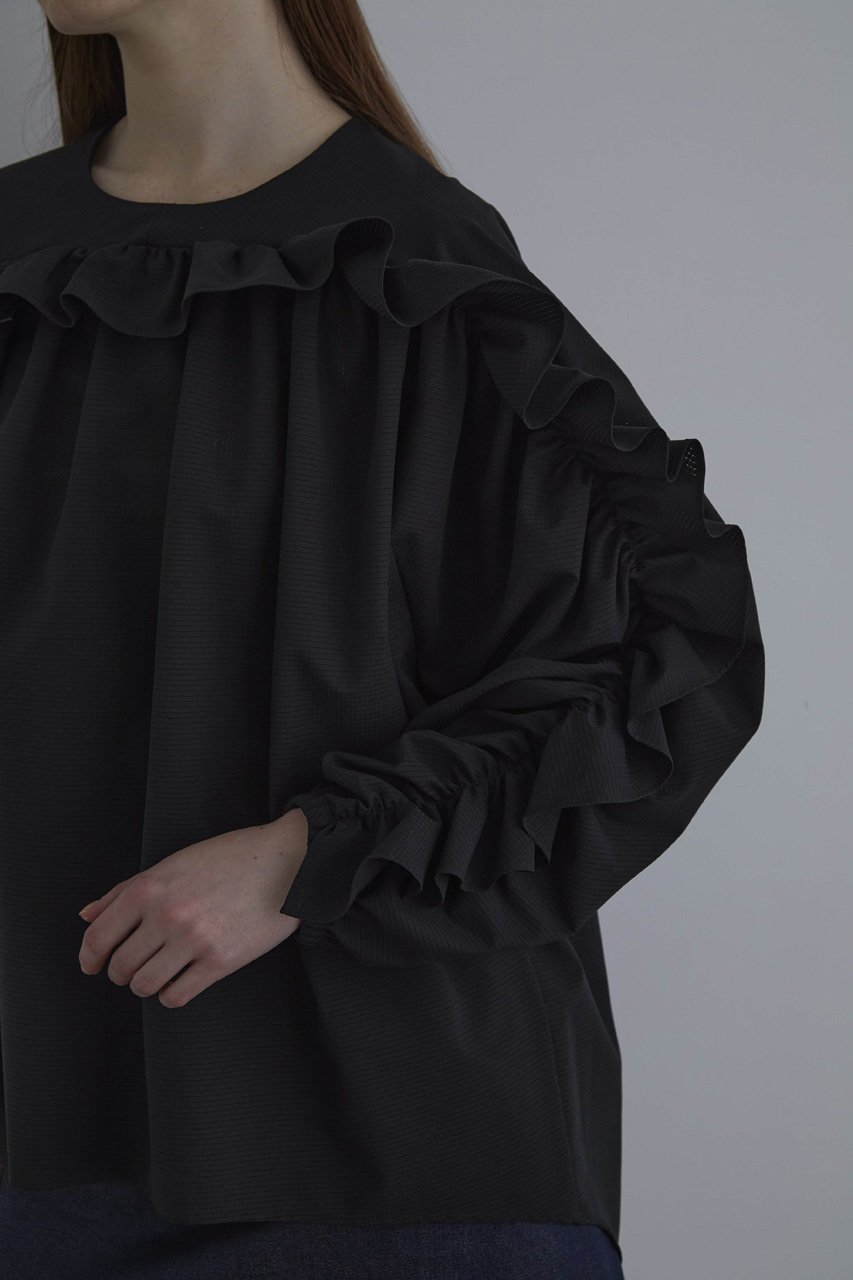 【ル フィル/LE PHIL】のクールドットサッカーブラウス 人気、トレンドファッション・服の通販 founy(ファニー) 　ファッション　Fashion　レディースファッション　WOMEN　トップス・カットソー　Tops/Tshirt　シャツ/ブラウス　Shirts/Blouses　おすすめ　Recommend　コンパクト　Compact　ストレッチ　Stretch　スポーツ　Sports　スリーブ　Sleeve　タフタ　Taffeta　ドット　Dot　フリル　Frills　ボトム　Bottom　ロング　Long　other-3|ID: prp329100003884055 ipo3291000000031263521