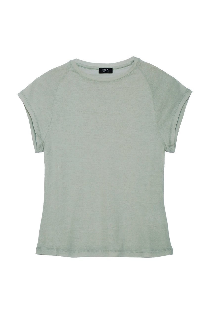 【イリスフォーセブン/IRIS 47】のシアーキャプスリーブトップス インテリア・キッズ・メンズ・レディースファッション・服の通販 founy(ファニー) 　ファッション　Fashion　レディースファッション　Fashion for Women　トップス・カットソー　Cut & Sew Tops　シャツ・ブラウス・オフィスカジュアル　Elegant Blouses & Button-Ups　ロングTシャツ・Tシャツ　Longline T-Shirts & Tees　カットソー・ベーシックTシャツ　Cut-and-Sewn Tops / Stretch Tees & Basics　キャップ　Cap, Baseball Cap　ショート　Short, Short Length　シンプル　Simple, Minimal　ジュエリー　Jewelry, Accessories　スリーブ　Sleeve, Long Sleeve / Short Sleeve　ブローチ　Brooch, Pin Brooch　グリーン|ID: prp329100003885568 ipo3291000000035735998