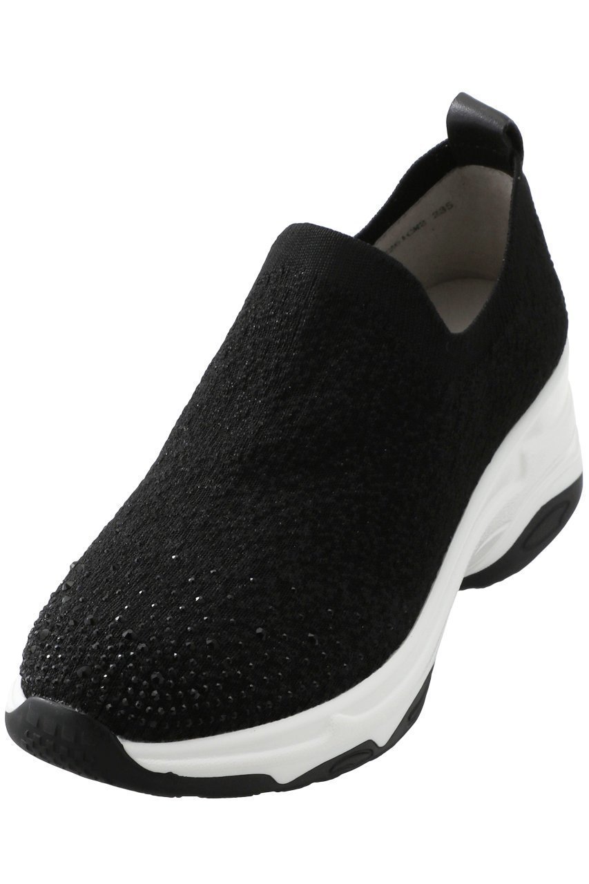 【スタッカート/STACCATO】のMIXニットハイスリッポン インテリア・キッズ・メンズ・レディースファッション・服の通販 founy(ファニー) 　ファッション　Fashion　レディースファッション　Fashion for Women　トップス・カットソー　Cut & Sew Tops　ニット　Knit Tops & Sweaters　グラデーション　Gradient, Ombre　ストーン　Stone, Gem-Like　スニーカー　Sneakers, Trainers　スリッポン　Slip-On, Loafer　フィット　Fit, Slim Fit　ブラック|ID: prp329100003889790 ipo3291000000035615114