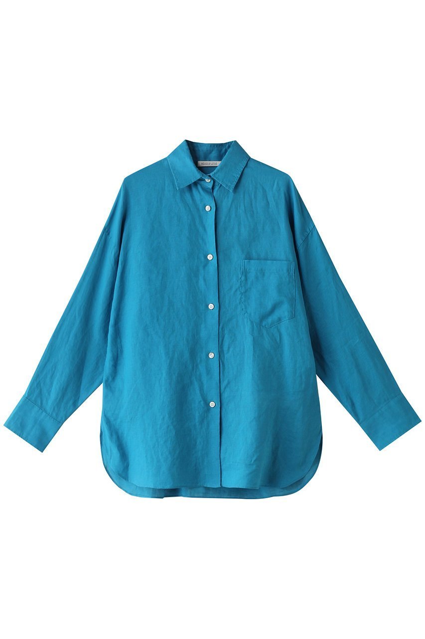 【ハウス オブ ロータス/HOUSE OF LOTUS】のリネンベーシックシャツ インテリア・キッズ・メンズ・レディースファッション・服の通販 founy(ファニー) 　ファッション　Fashion　レディースファッション　Fashion for Women　トップス・カットソー　Cut & Sew Tops　シャツ・ブラウス・オフィスカジュアル　Elegant Blouses & Button-Ups　スリーブ　Sleeve, Long Sleeve / Short Sleeve　ベーシック　Basic, Essential　リネン　Linen, Linen Fabric　ロング　Long, Long-Length　エレガント 上品　Elegant　ターコイズ|ID: prp329100003889813 ipo3291000000032910864
