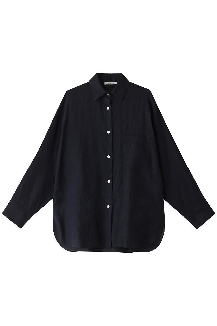 【ハウス オブ ロータス/HOUSE OF LOTUS】のリネンベーシックシャツ インテリア・キッズ・メンズ・レディースファッション・服の通販 founy(ファニー) 　ファッション　Fashion　レディースファッション　Fashion for Women　トップス・カットソー　Cut & Sew Tops　シャツ・ブラウス・オフィスカジュアル　Elegant Blouses & Button-Ups　スリーブ　Sleeve, Long Sleeve / Short Sleeve　ベーシック　Basic, Essential　リネン　Linen, Linen Fabric　ロング　Long, Long-Length　エレガント 上品　Elegant　ネイビー|ID: prp329100003889813 ipo3291000000032910867
