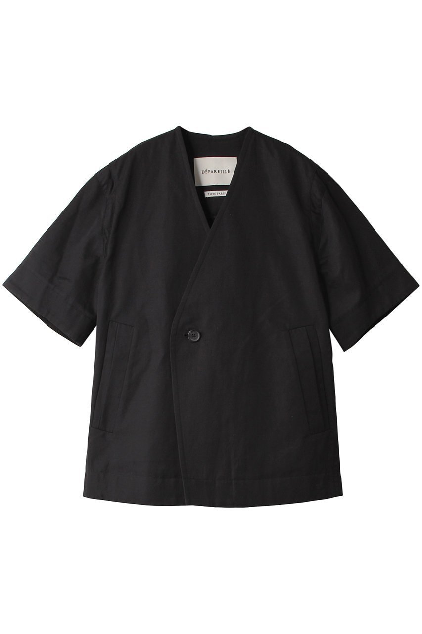 【デパリエ/DEPAREILLE】のコットンリネンツイルジャケット インテリア・キッズ・メンズ・レディースファッション・服の通販 founy(ファニー) 　ファッション　Fashion　レディースファッション　Fashion for Women　アウター　Coat / Outerwear Collection　レディースジャケット・軽アウター　Jackets　シルク　Silk, 100% Silk　ジャケット　Jacket, Outerwear　リネン　Linen, Linen Fabric　ワッシャー　Washer, Crinkled Finish　別注　Limited Edition, Custom Order　ブラック|ID: prp329100003889877 ipo3291000000032959333