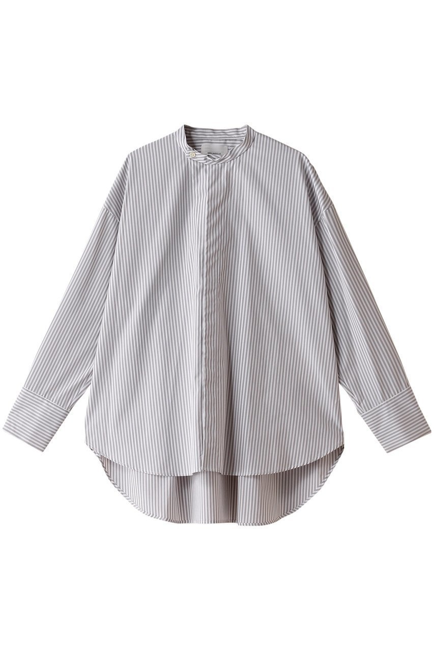 【ミディウミソリッド/MIDIUMISOLID】のband collar shirt シャツ インテリア・キッズ・メンズ・レディースファッション・服の通販 founy(ファニー) 　ファッション　Fashion　レディースファッション　WOMEN　トップス・カットソー　Tops/Tshirt　シャツ/ブラウス　Shirts/Blouses　スタイリッシュ　Stylish　ストライプ　Stripe　スリーブ　Sleeve　ロング　Long　エレガント 上品　Elegant　gray|ID: prp329100003889881 ipo3291000000028482954