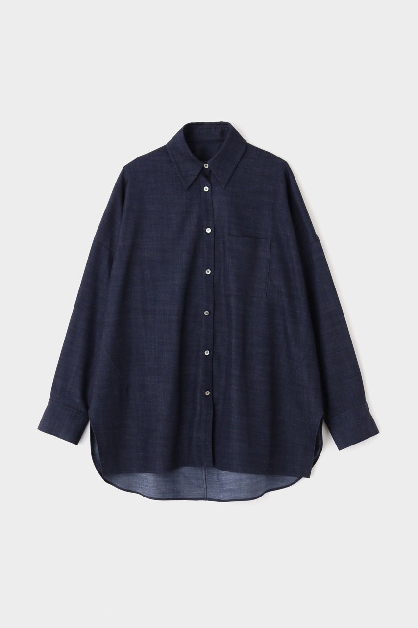 【ル フィル/LE PHIL】のバックスリットシャツ インテリア・キッズ・メンズ・レディースファッション・服の通販 founy(ファニー) 　ファッション　Fashion　レディースファッション　WOMEN　トップス・カットソー　Tops/Tshirt　シャツ/ブラウス　Shirts/Blouses　バッグ　Bag　シンプル　Simple　スリット　Slit　スリーブ　Sleeve　タイプライター　Typewriter　ツイル　Twill　デニム　Denim　ビッグ　Big　フロント　Front　ヨーク　Yoke　ルーズ　Loose　ロング　Long　エレガント 上品　Elegant　ネイビー|ID: prp329100003890792 ipo3291000000030865789