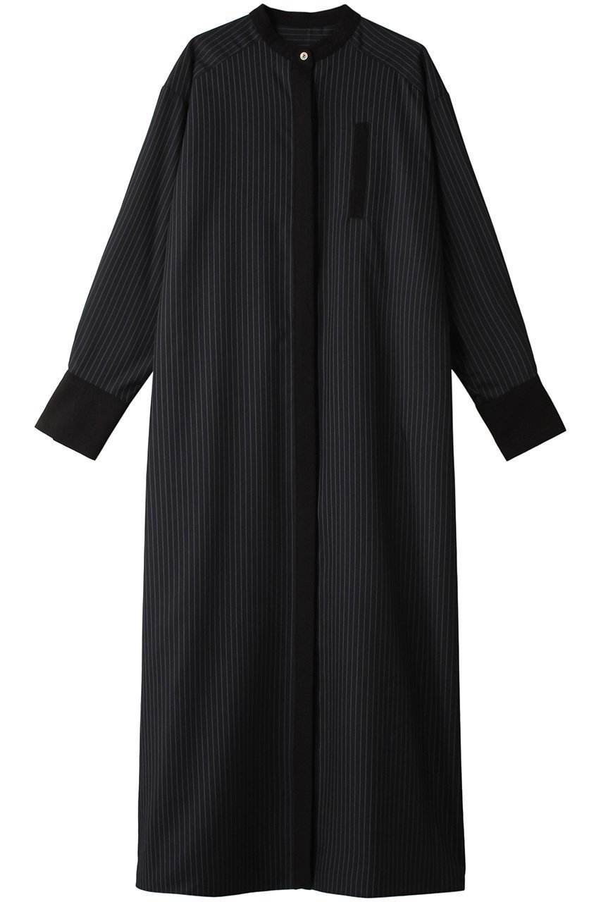 【リムアーク/RIM.ARK】のStripe shirt OP/ワンピース インテリア・キッズ・メンズ・レディースファッション・服の通販 founy(ファニー) 　ファッション　Fashion　レディースファッション　WOMEN　ワンピース　Dress　チュニック　Tunic　スタンド　Stand　ストライプ　Stripe　チュニック　Tunic　マニッシュ　Mannish　ロング　Long　エレガント 上品　Elegant　無地　Plain Color　羽織　Haori　ダークネイビー|ID: prp329100003890855 ipo3291000000032377287
