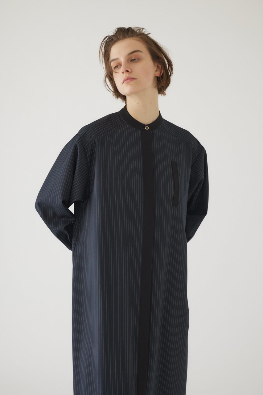 【リムアーク/RIM.ARK】のStripe shirt OP/ワンピース 人気、トレンドファッション・服の通販 founy(ファニー) 　ファッション　Fashion　レディースファッション　WOMEN　ワンピース　Dress　チュニック　Tunic　スタンド　Stand　ストライプ　Stripe　チュニック　Tunic　マニッシュ　Mannish　ロング　Long　エレガント 上品　Elegant　無地　Plain Color　羽織　Haori　other-6|ID: prp329100003890855 ipo3291000000032377292