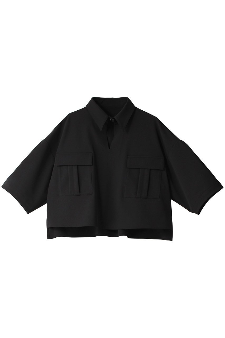 【リムアーク/RIM.ARK】のNeck design box tops/トップス インテリア・キッズ・メンズ・レディースファッション・服の通販 founy(ファニー) 　ファッション　Fashion　レディースファッション　Fashion for Women　トップス・カットソー　Cut & Sew Tops　シャツ・ブラウス・オフィスカジュアル　Elegant Blouses & Button-Ups　インナー　Innerwear　スリーブ　Sleeve, Long Sleeve / Short Sleeve　ツイル　Twist, Twisted Detail　ドレス　Dress, One-Piece　バランス　Balance, Style Balance　ルーズ　Loose, Oversized　ロング　Long, Long-Length　ブラック|ID: prp329100003890858 ipo3291000000035823029