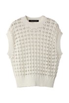 【ミズイロ インド/mizuiro ind】のpattern knitting c/neck vest ベスト off white|ID:prp329100003891005