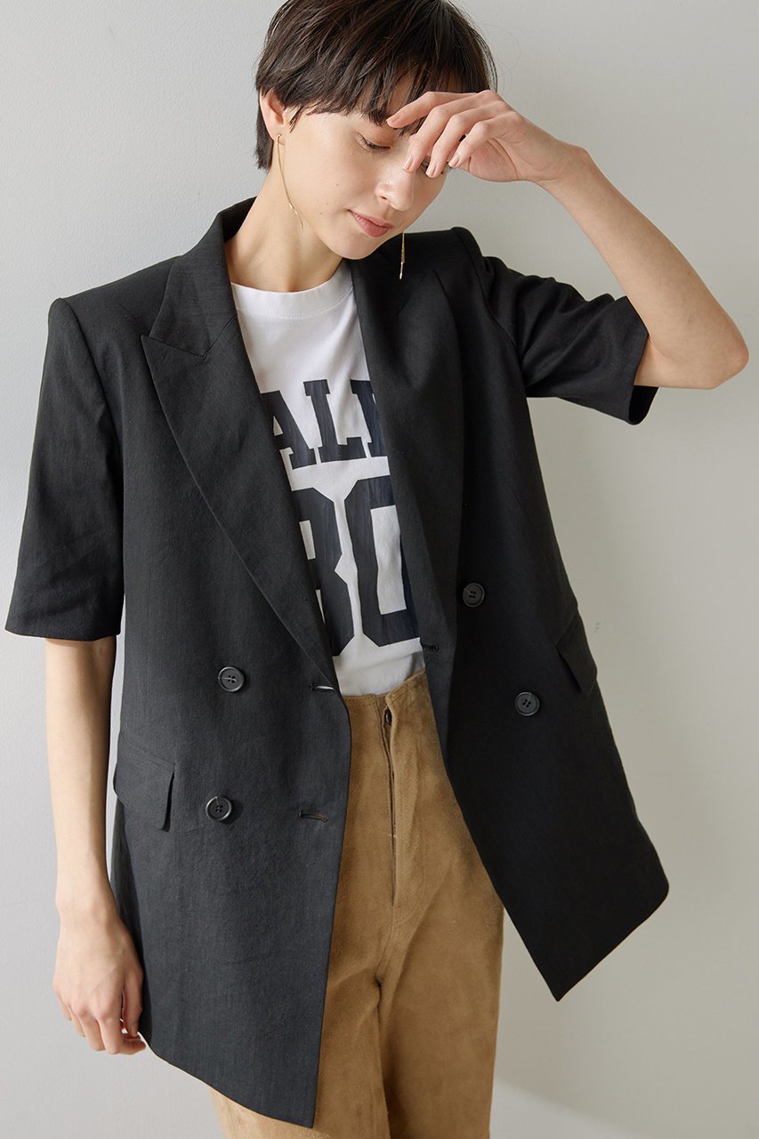 【ウィムガゼット/Whim Gazette】のリネンストレッチハーフスリーブジャケット 人気、トレンドファッション・服の通販 founy(ファニー) 　ファッション　Fashion　レディースファッション　WOMEN　アウター　Coat Outerwear　ジャケット　Jackets　ジャケット　Jacket　スタイリッシュ　Stylish　ストレッチ　Stretch　バランス　Balance　リネン　Linen　半袖　Short Sleeve　other-5|ID: prp329100003892443 ipo3291000000031323698