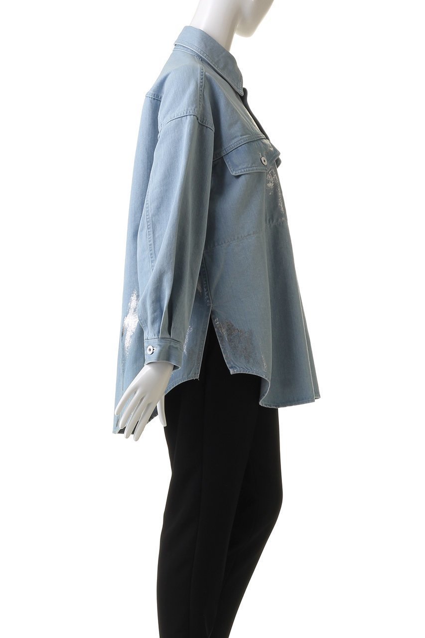 【ヒューエルミュージアム/hueLe Museum】の【STUMBLY】シルバーホイルプリンテッドデニムシャツ 人気、トレンドファッション・服の通販 founy(ファニー) ファッション Fashion レディースファッション Fashion for Women トップス・カットソー Cut & Sew Tops シャツ・ブラウス・オフィスカジュアル Elegant Blouses & Button-Ups スリーブ Sleeve, Long Sleeve / Short Sleeve デニム Denim, Jeans Material パターン Pattern, Design Print プリント Print, Printed Pattern ロング Long, Long-Length other-3|ID: prp329100003892495 ipo3291000000032918545