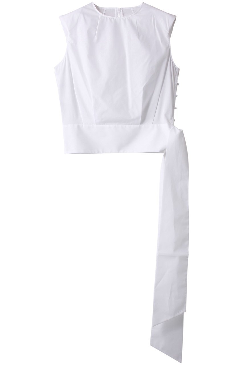 【エステータ/esteta】のTHOMAS MASON ノースリーブブラウス インテリア・キッズ・メンズ・レディースファッション・服の通販 founy(ファニー) ファッション Fashion レディースファッション Fashion for Women トップス・カットソー Cut & Sew Tops キャミソール&ノースリーブ Camisoles & Sleeveless Tops シャツ・ブラウス・オフィスカジュアル Elegant Blouses & Button-Ups なめらか Smooth, Silky Texture シルケット Silket, Silky Cotton ノースリーブ Sleeveless, No-Sleeve リボン Ribbon, Bow 再入荷 Restock / Back in Stock ホワイト|ID: prp329100003892508 ipo3291000000035064132