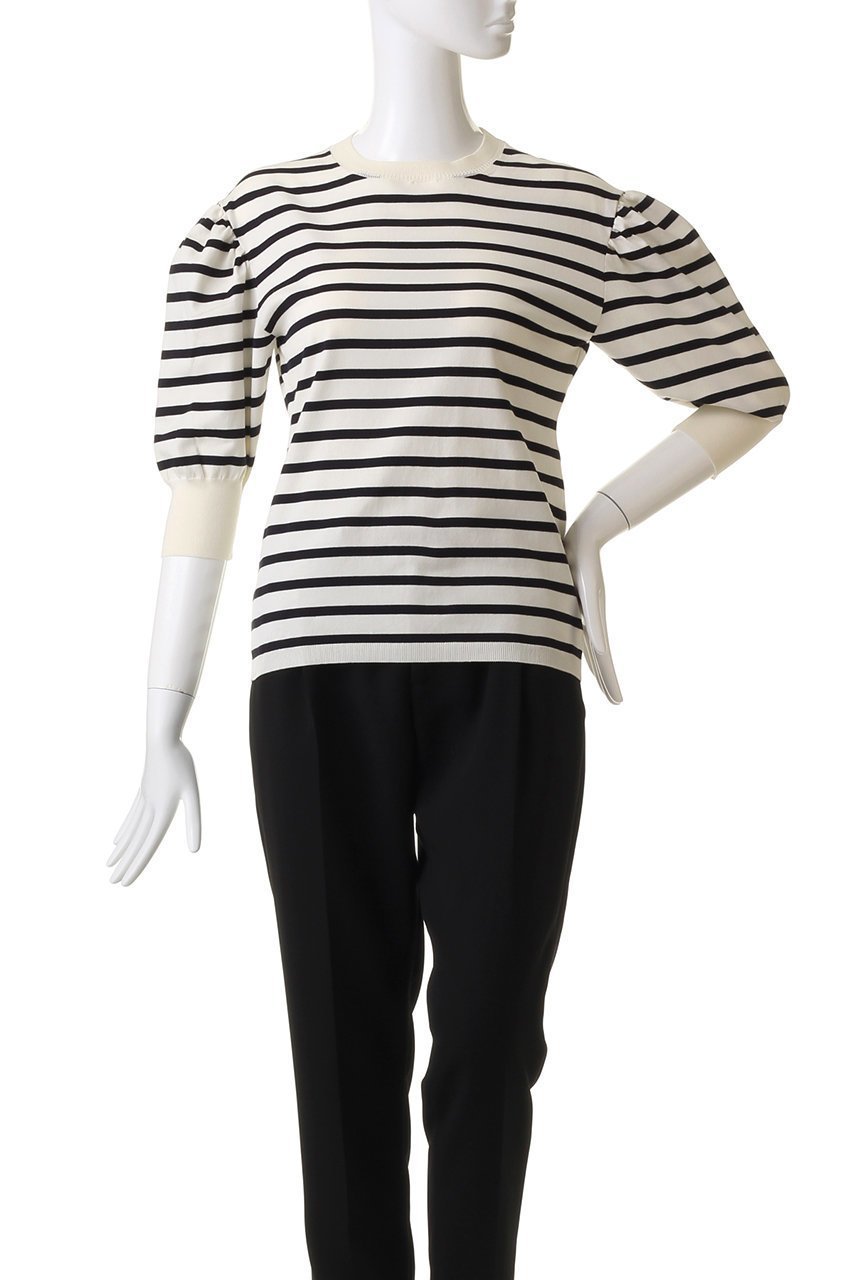 【ルール ロジェット/leur logette】のPima cottonボリュームスリーブトップス 人気、トレンドファッション・服の通販 founy(ファニー) 　ファッション　Fashion　レディースファッション　WOMEN　トップス・カットソー　Tops/Tshirt　ニット　Knit Tops　プルオーバー　Pullover　ボリュームスリーブ / フリル袖　Volume Sleeve　イタリア　Italy　フェミニン　Feminine　ボーダー　Border　人気　Popularity　定番　Standard　other-2|ID: prp329100003898812 ipo3291000000031374780