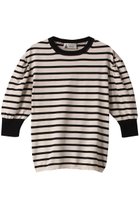 【ルール ロジェット/leur logette】のPima cottonボリュームスリーブトップス 人気、トレンドファッション・服の通販 founy(ファニー) ファッション Fashion レディースファッション Fashion for Women トップス・カットソー Cut & Sew Tops ニット Knit Tops & Sweaters カジュアルプルオーバー・ニットトップス Pullovers & Knit Tops / Casual Pullovers ボリューム袖・フリルスリーブブラウス Voluminous & Ruffle Sleeves / Puffy Sleeve Tops イタリア Italy フェミニン Feminine, Girly ボーダー Border, Stripe 人気 Popular, Best Seller 定番 Standard, Basic Item thumbnail クリーム×ブラック|ID: prp329100003898812 ipo3291000000032931071