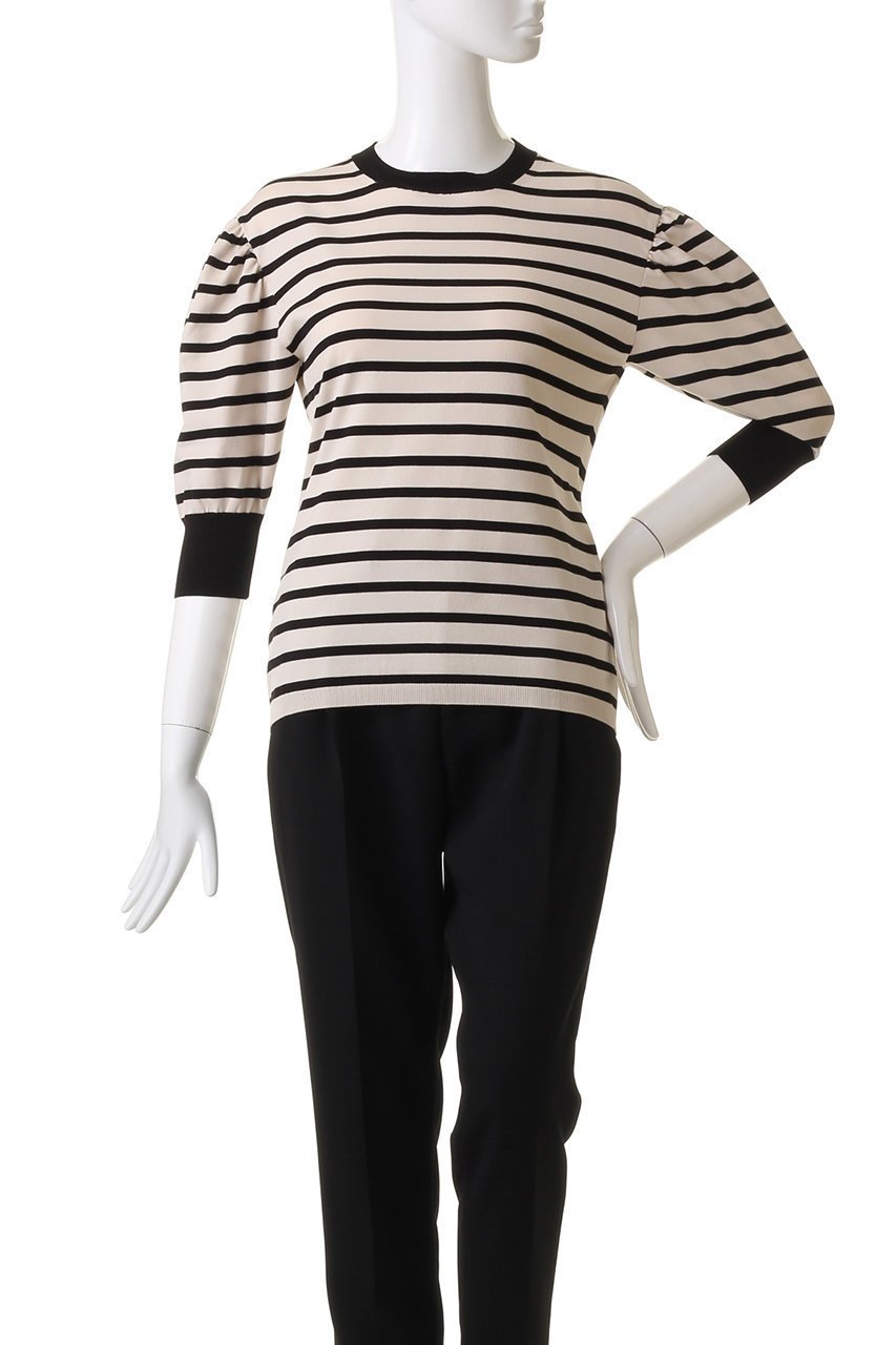 【ルール ロジェット/leur logette】のPima cottonボリュームスリーブトップス 人気、トレンドファッション・服の通販 founy(ファニー) 　ファッション　Fashion　レディースファッション　Fashion for Women　トップス・カットソー　Cut & Sew Tops　ニット　Knit Tops & Sweaters　カジュアルプルオーバー・ニットトップス　Pullovers & Knit Tops / Casual Pullovers　ボリューム袖・フリルスリーブブラウス　Voluminous & Ruffle Sleeves / Puffy Sleeve Tops　イタリア　Italy　フェミニン　Feminine, Girly　ボーダー　Border, Stripe　人気　Popular, Best Seller　定番　Standard, Basic Item　other-2|ID: prp329100003898812 ipo3291000000032931083
