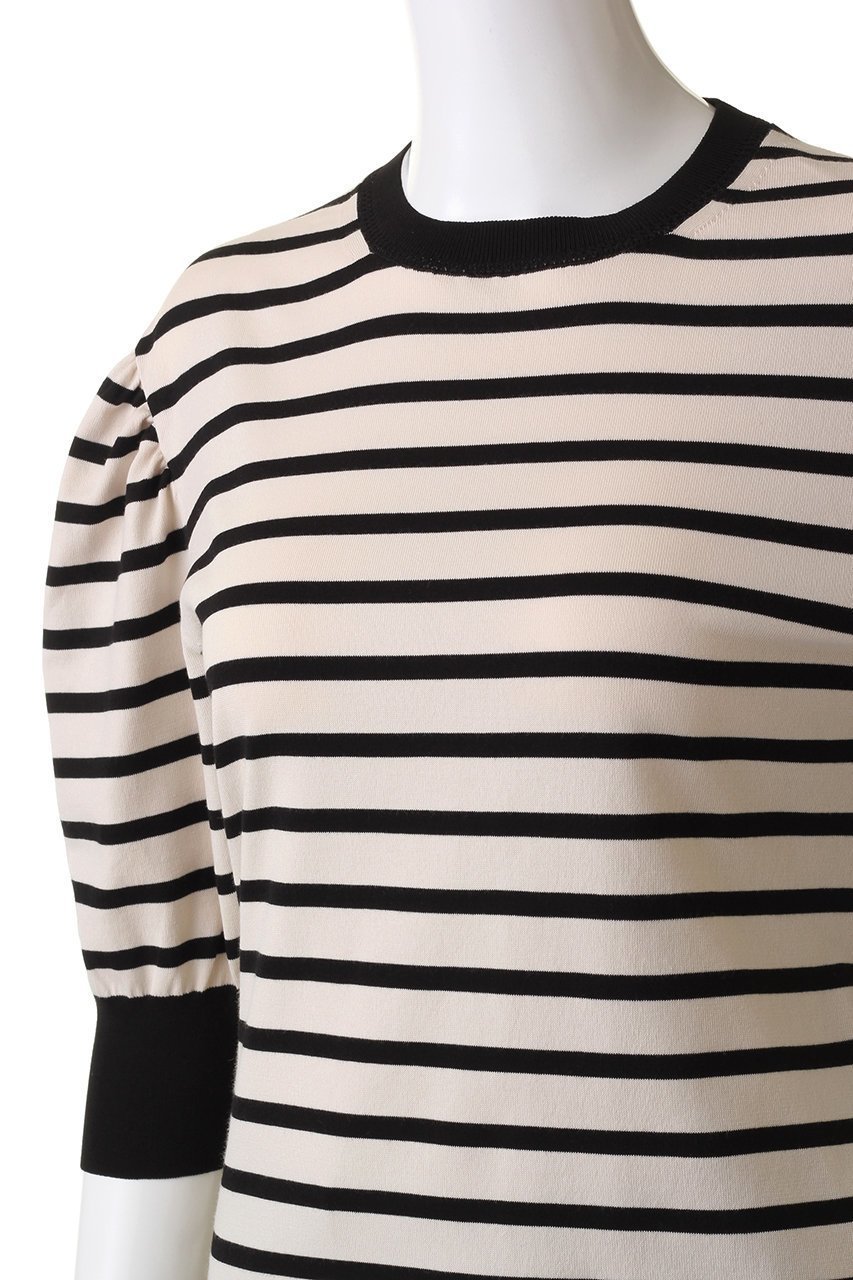 【ルール ロジェット/leur logette】のPima cottonボリュームスリーブトップス 人気、トレンドファッション・服の通販 founy(ファニー) 　ファッション　Fashion　レディースファッション　Fashion for Women　トップス・カットソー　Cut & Sew Tops　ニット　Knit Tops & Sweaters　カジュアルプルオーバー・ニットトップス　Pullovers & Knit Tops / Casual Pullovers　ボリューム袖・フリルスリーブブラウス　Voluminous & Ruffle Sleeves / Puffy Sleeve Tops　イタリア　Italy　フェミニン　Feminine, Girly　ボーダー　Border, Stripe　人気　Popular, Best Seller　定番　Standard, Basic Item　other-5|ID: prp329100003898812 ipo3291000000032931107