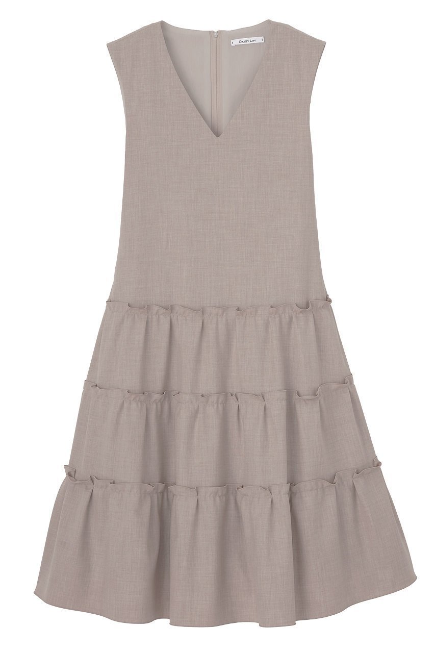 【デイジーリン/DAISY LIN】のDress “Millefeuille V Slim” インテリア・キッズ・メンズ・レディースファッション・服の通販 founy(ファウニー) 　ファッション　Fashion　レディースファッション　Fashion for Women　ワンピース　Dresses　フォーマル・パーティードレス・結婚式用ドレス　Elegant & Casual Dresses　チュニック　Tunic Tops & Dresses　アンダー　Underwear Essentials　ウォッシャブル　Machine Washable　ギャザー　Gathered, Ruffled　シェイプ　Shape, Slim Fit　チュニック　Tunic, Long Top　ドレス　Dress, One-Piece　人気　Popular, Best Seller　バランス　Balance, Style Balance　フェミニン　Feminine, Girly　フリル　Frill, Ruffle　夏　Summer　ナチュラル|ID: prp329100003898840 ipo3291000000036651733
