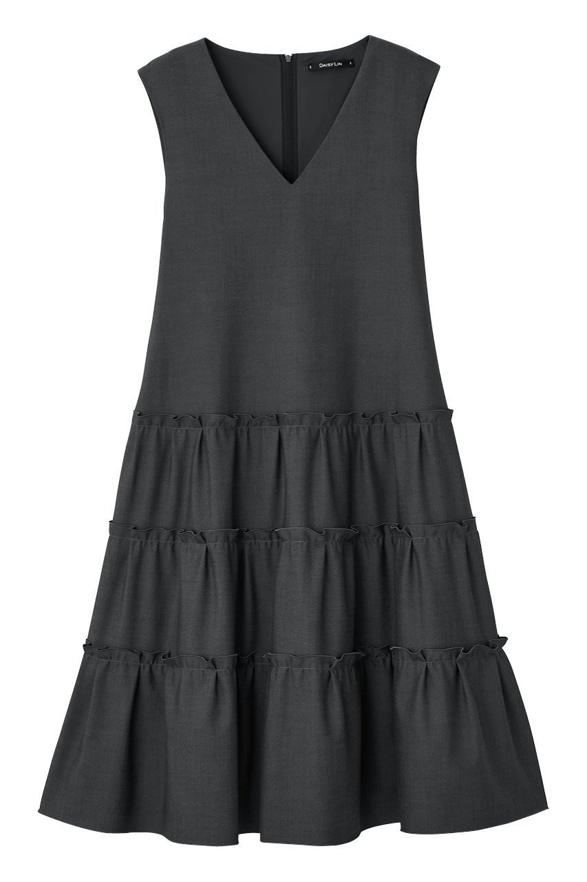 【デイジーリン/DAISY LIN】のDress “Millefeuille V Slim” インテリア・キッズ・メンズ・レディースファッション・服の通販 founy(ファウニー) 　ファッション　Fashion　レディースファッション　Fashion for Women　ワンピース　Dresses　フォーマル・パーティードレス・結婚式用ドレス　Elegant & Casual Dresses　チュニック　Tunic Tops & Dresses　アンダー　Underwear Essentials　ウォッシャブル　Machine Washable　ギャザー　Gathered, Ruffled　シェイプ　Shape, Slim Fit　チュニック　Tunic, Long Top　ドレス　Dress, One-Piece　人気　Popular, Best Seller　バランス　Balance, Style Balance　フェミニン　Feminine, Girly　フリル　Frill, Ruffle　夏　Summer　リッチグレー|ID: prp329100003898840 ipo3291000000036651735