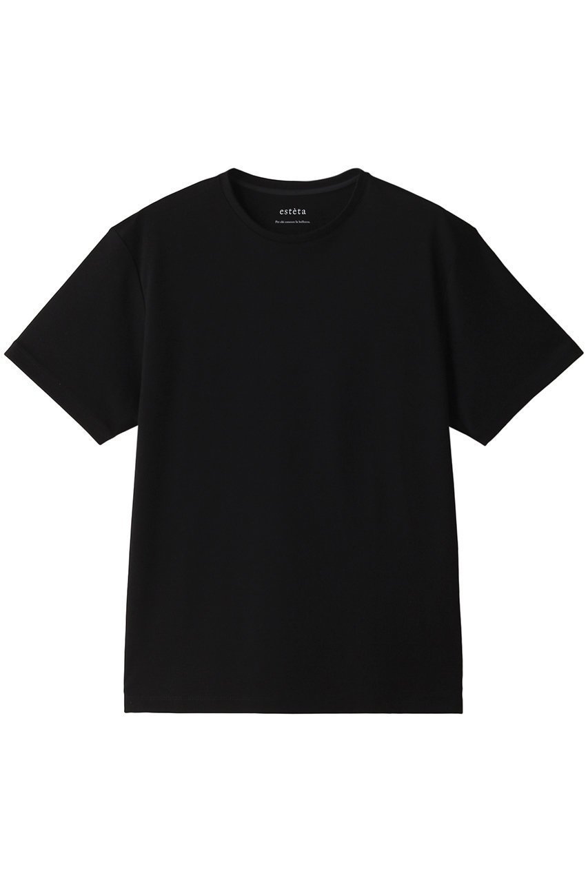 【エステータ/esteta】のスーピマコットンプレミアムジャージー半袖Tシャツ インテリア・キッズ・メンズ・レディースファッション・服の通販 founy(ファニー) 　ファッション　Fashion　レディースファッション　Fashion for Women　トップス・カットソー　Cut & Sew Tops　シャツ・ブラウス・オフィスカジュアル　Elegant Blouses & Button-Ups　ロングTシャツ・Tシャツ　Longline T-Shirts & Tees　カットソー・ベーシックTシャツ　Cut-and-Sewn Tops / Stretch Tees & Basics　おすすめ　Recommended / Our Picks　なめらか　Smooth, Silky Texture　インナー　Innerwear　コンパクト　Compact, Small Size　ショート　Short, Short Length　シンプル　Simple, Minimal　ストレッチ　Stretch, Stretchy Fabric　スリーブ　Sleeve, Long Sleeve / Short Sleeve　リュクス　Luxury, Elegant, High-End, Chic　再入荷　Restock / Back in Stock　半袖　Short Sleeve, Half Sleeve　ブラック|ID: prp329100003898996 ipo3291000000032863660
