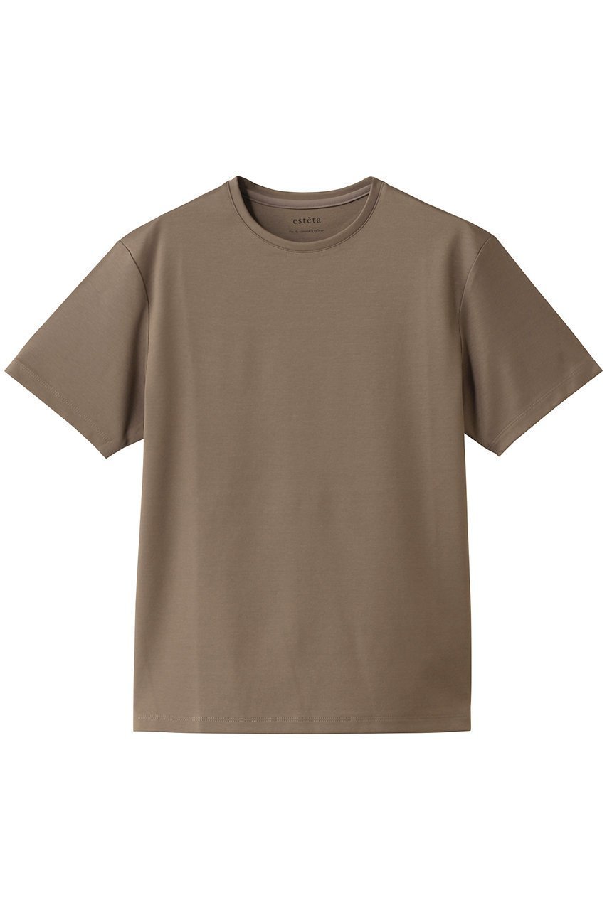 【エステータ/esteta】のスーピマコットンプレミアムジャージー半袖Tシャツ インテリア・キッズ・メンズ・レディースファッション・服の通販 founy(ファニー) 　ファッション　Fashion　レディースファッション　Fashion for Women　トップス・カットソー　Cut & Sew Tops　シャツ・ブラウス・オフィスカジュアル　Elegant Blouses & Button-Ups　ロングTシャツ・Tシャツ　Longline T-Shirts & Tees　カットソー・ベーシックTシャツ　Cut-and-Sewn Tops / Stretch Tees & Basics　おすすめ　Recommended / Our Picks　なめらか　Smooth, Silky Texture　インナー　Innerwear　コンパクト　Compact, Small Size　ショート　Short, Short Length　シンプル　Simple, Minimal　ストレッチ　Stretch, Stretchy Fabric　スリーブ　Sleeve, Long Sleeve / Short Sleeve　リュクス　Luxury, Elegant, High-End, Chic　再入荷　Restock / Back in Stock　半袖　Short Sleeve, Half Sleeve　ブラウン|ID: prp329100003898996 ipo3291000000032863666