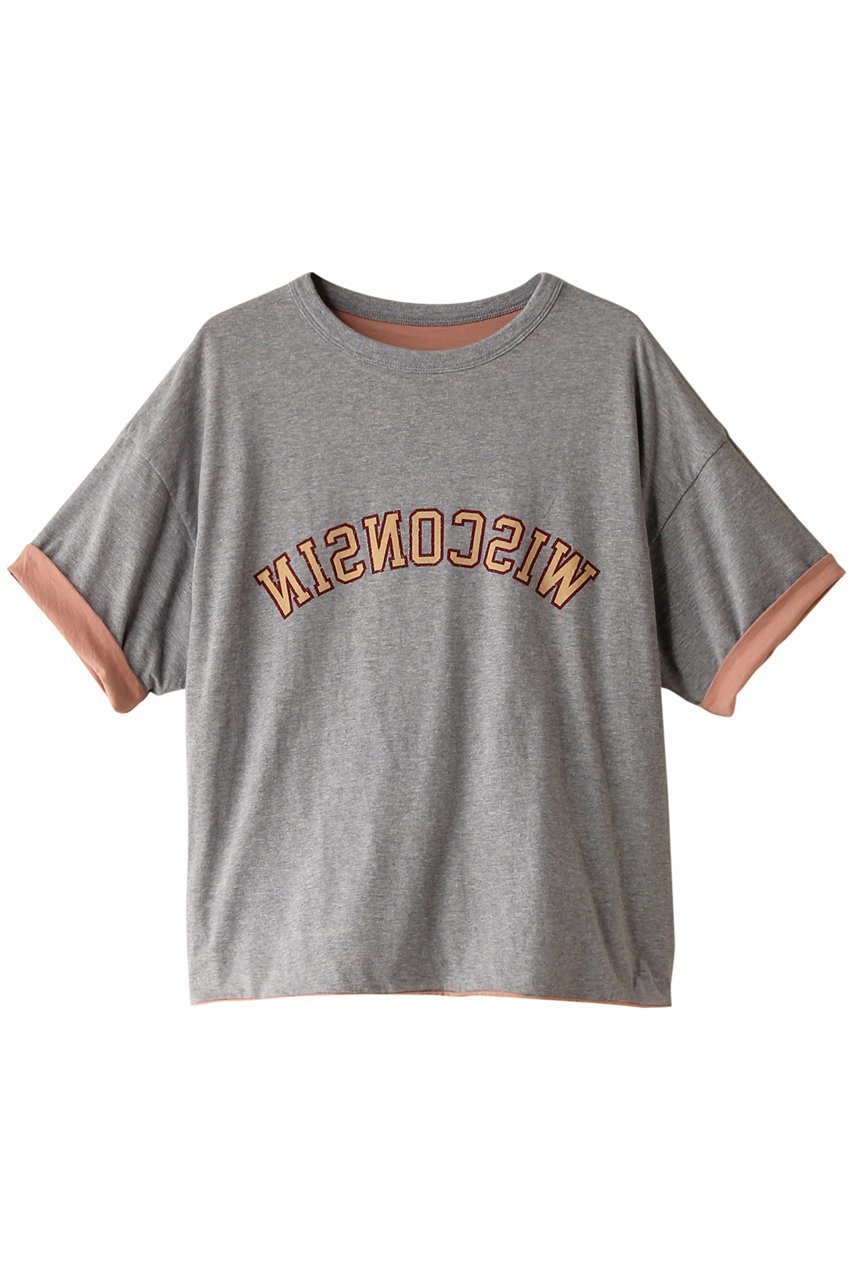 【セント ジョンズ サードクラブ/ST.JOHNS 3RD CLUB】のWISCONSIN リバーシブルTシャツ インテリア・キッズ・メンズ・レディースファッション・服の通販 founy(ファニー) 　ファッション　Fashion　レディースファッション　WOMEN　トップス・カットソー　Tops/Tshirt　シャツ/ブラウス　Shirts/Blouses　ロング / Tシャツ　T-Shirts　カットソー　Cut and Sewn　ショート　Short　スリーブ　Sleeve　センター　Center　デニム　Denim　フレア　Flare　フロント　Front　リバーシブル　Reversible　グレー×コーラル|ID: prp329100003899080 ipo3291000000029959933