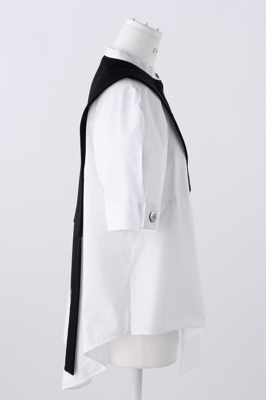 【エンフォルド/ENFOLD】のPEツイル ベストレイヤーTOPS/トップス 人気、トレンドファッション・服の通販 founy(ファニー) 　ファッション　Fashion　レディースファッション　Fashion for Women　アウター　Coat / Outerwear Collection　トップス・カットソー　Cut & Sew Tops　シャツ・ブラウス・オフィスカジュアル　Elegant Blouses & Button-Ups　ベスト&ジレ / 重ね着スタイル　Vests & Gilets　とろみ　Fluid, Flowy Fabric　アシンメトリー　Asymmetrical Style　オケージョン　Occasion Wear　コンビ　Combo, Combination Style　ショート　Short, Short Length　スリーブ　Sleeve, Long Sleeve / Short Sleeve　ツイル　Twist, Twisted Detail　バランス　Balance, Style Balance　ベスト　Vest, Waistcoat　エレガント 上品　Elegant　人気　Popular, Best Seller　定番　Standard, Basic Item　雑誌　Magazine, Fashion Magazine　other-4|ID: prp329100003900185 ipo3291000000032911385
