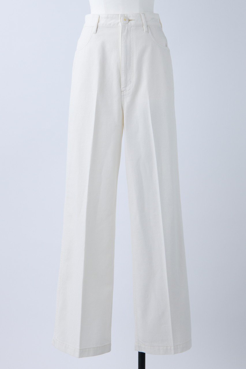 【ナゴンスタンス/nagonstans】のホワイトデニム センタープレスワイド PT/パンツ インテリア・キッズ・メンズ・レディースファッション・服の通販 founy(ファニー) ファッション Fashion レディースファッション Fashion for Women パンツ Pants & Trousers センター Center, Center Line デニム Denim, Jeans Material ポケット Pocket, Pocket Detail ワイド Wide, Wide Fit ワンポイント One Point, Statement Accent Salt|ID: prp329100003900202 ipo3291000000032820758