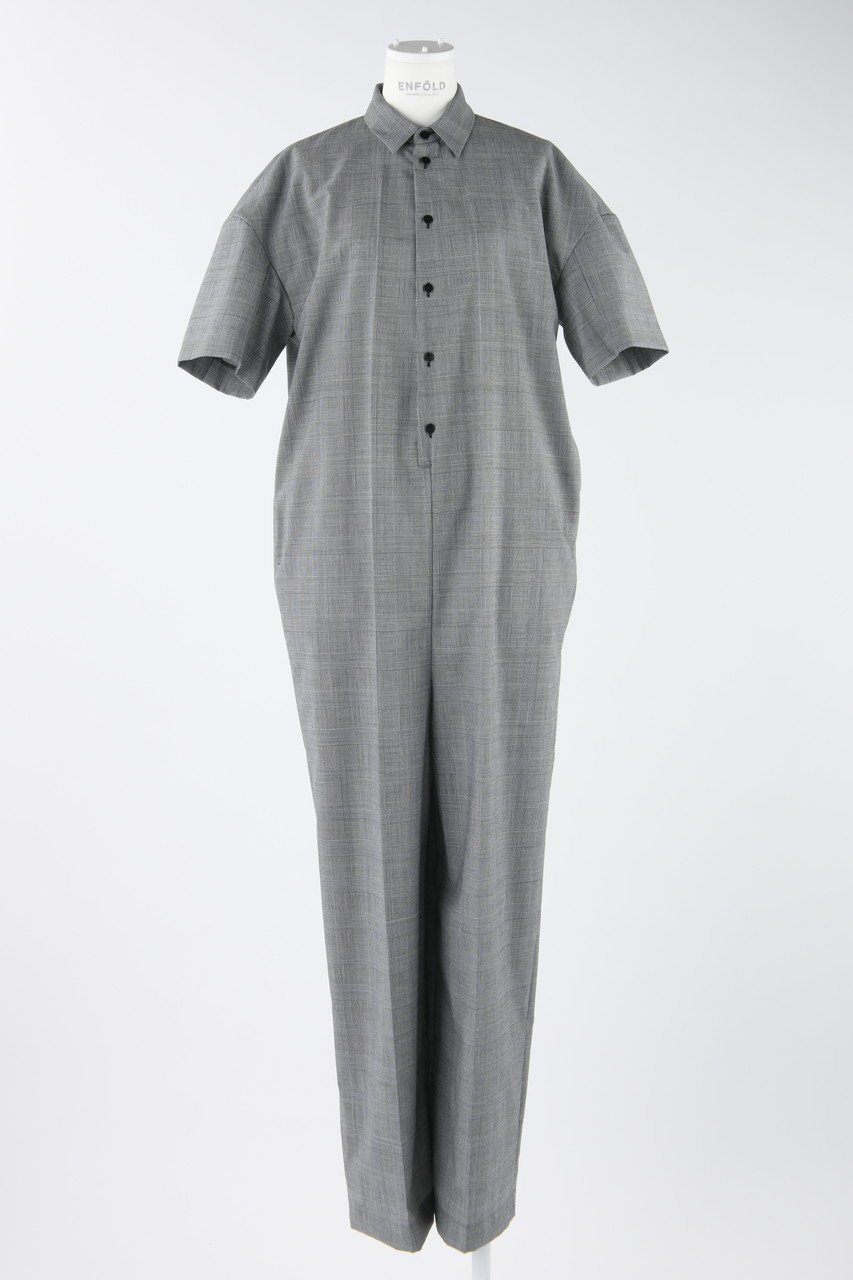 【エンフォルド/ENFOLD】のT/Wグレンチェック スーツオールインワン インテリア・キッズ・メンズ・レディースファッション・服の通販 founy(ファニー) 　ファッション　Fashion　レディースファッション　Fashion for Women　パンツ　Pants & Trousers　スーツ　Business Suits & Workwear　スーツパンツ・ドレスパンツ　Suit Pants / Office Trousers / Dress Pants　ショルダー　Shoulder, Shoulder Strap　スーツ　Suit, Formalwear　センター　Center, Center Line　チェック　Check, Plaid, Tartan　ドロップ　Drop Shoulder, Dropped Style　フォーマル　Formal, Dressy　マニッシュ　Mannish, Boyish　リラックス　Relax, Relaxed Fit　ブラック|ID: prp329100003900210 ipo3291000000036542689