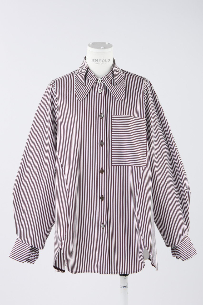 【エンフォルド/ENFOLD】のC/PEストライプ Hole Collar SH/シャツ 人気、トレンドファッション・服の通販 founy(ファニー) 　ファッション　Fashion　レディースファッション　Fashion for Women　トップス・カットソー　Cut & Sew Tops　シャツ・ブラウス・オフィスカジュアル　Elegant Blouses & Button-Ups　ストライプ　Stripe, Striped Pattern　スリーブ　Sleeve, Long Sleeve / Short Sleeve　タイプライター　Typewriter Fabric, Crisp Cotton　モチーフ　Motif, Design Theme　ロング　Long, Long-Length　 other-1|ID: prp329100003900213 ipo3291000000032911977