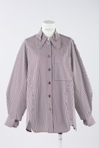 【エンフォルド/ENFOLD】のC/PEストライプ Hole Collar SH/シャツ ブラウン|ID: prp329100003900213 ipo3291000000036401741