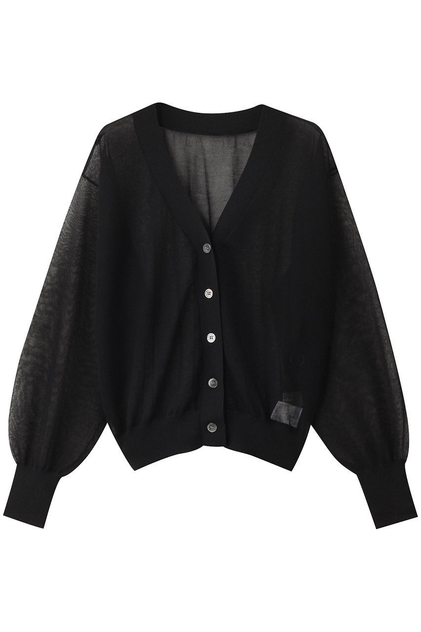 【エリオポール/heliopole】のシアーVネックカーディガン インテリア・キッズ・メンズ・レディースファッション・服の通販 founy(ファニー) 　ファッション　Fashion　レディースファッション　WOMEN　トップス・カットソー　Tops/Tshirt　ニット　Knit Tops　カーディガン　Cardigans　Vネック　V-Neck　カーディガン　Cardigan　シアー　Sheer　スリーブ　Sleeve　フェミニン　Feminine　ベーシック　Basic　夏　Summer　春　Spring　S/S・春夏　Ss・Spring/Summer　ブラック|ID: prp329100003900327 ipo3291000000030979357