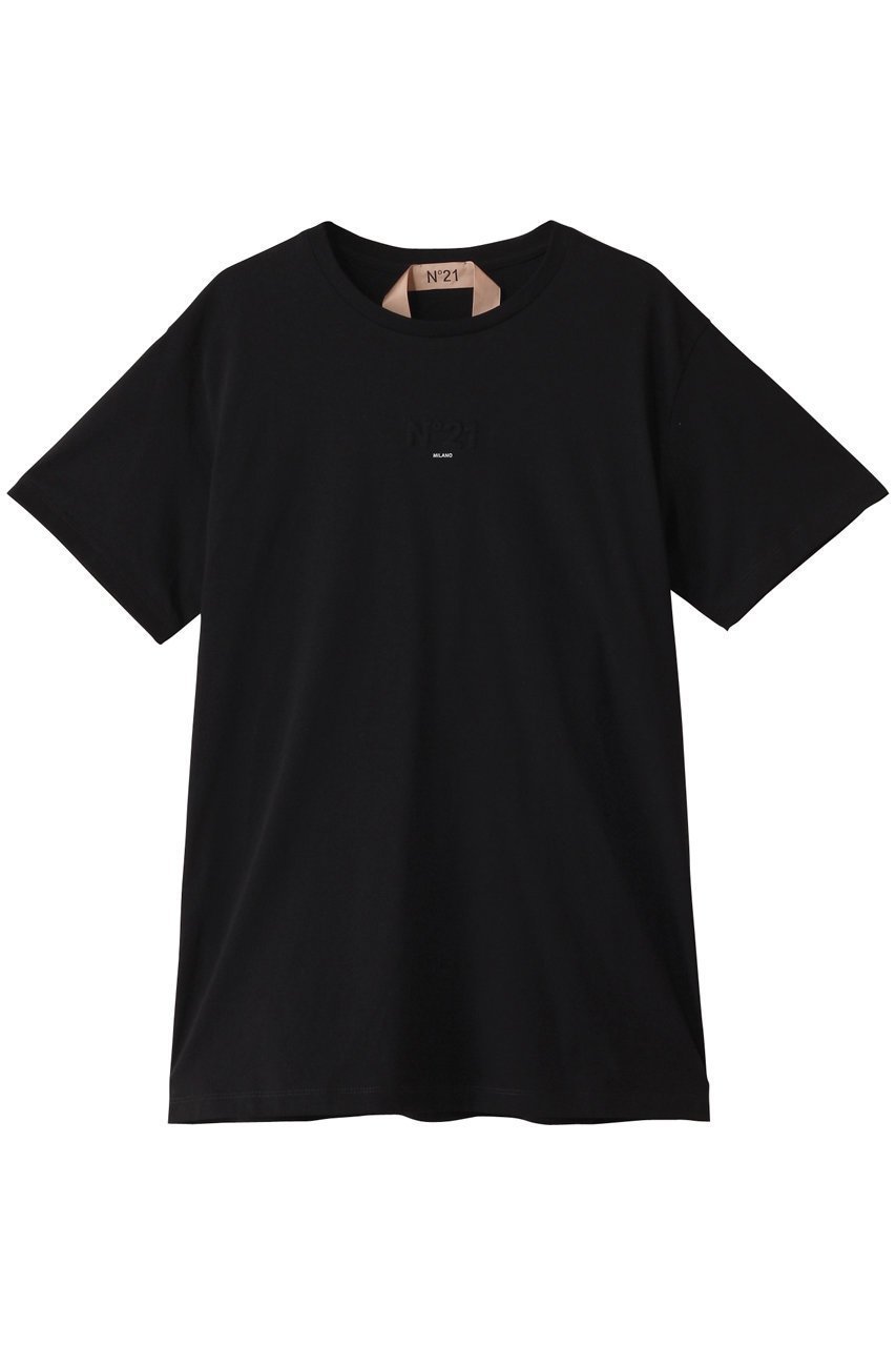【ヌメロ ヴェントゥーノ/N°21】のロゴTシャツ インテリア・キッズ・メンズ・レディースファッション・服の通販 founy(ファニー) 　ファッション　Fashion　レディースファッション　Fashion for Women　トップス・カットソー　Cut & Sew Tops　シャツ・ブラウス・オフィスカジュアル　Elegant Blouses & Button-Ups　ロングTシャツ・Tシャツ　Longline T-Shirts & Tees　カットソー・ベーシックTシャツ　Cut-and-Sewn Tops / Stretch Tees & Basics　ショート　Short, Short Length　スリーブ　Sleeve, Long Sleeve / Short Sleeve　ブラック|ID: prp329100003901384 ipo3291000000032868204