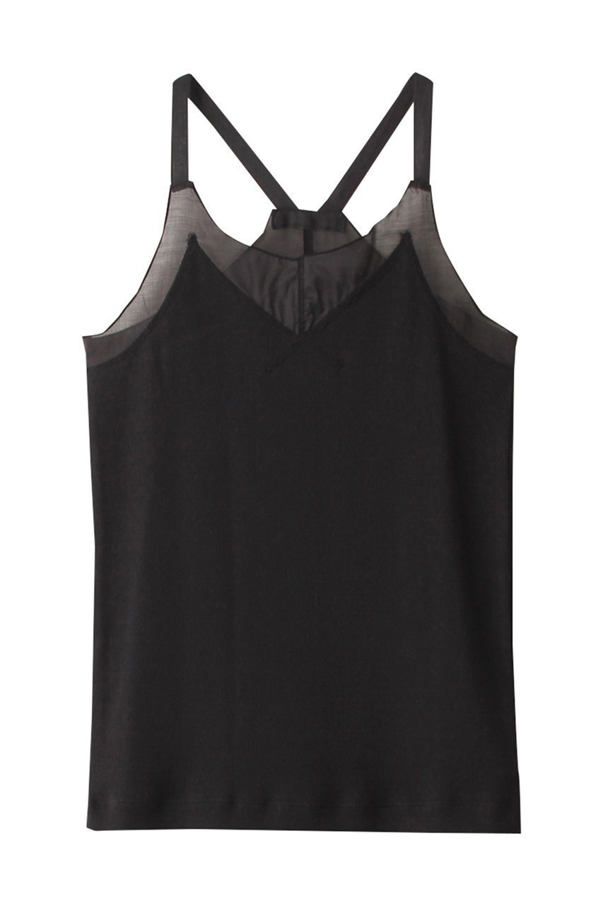 【マルティニーク/martinique】のリブローンキャミ インテリア・キッズ・メンズ・レディースファッション・服の通販 founy(ファニー) 　ファッション　Fashion　レディースファッション　Fashion for Women　トップス・カットソー　Cut & Sew Tops　キャミソール&ノースリーブ　Camisoles & Sleeveless Tops　シャツ・ブラウス・オフィスカジュアル　Elegant Blouses & Button-Ups　ロングTシャツ・Tシャツ　Longline T-Shirts & Tees　カットソー・ベーシックTシャツ　Cut-and-Sewn Tops / Stretch Tees & Basics　インナー　Innerwear　キャミソール　Camisole, Spaghetti Strap Top　シアー　Sheer, See-Through　タンク　Tank Top, Sleeveless Top　チュール　Tulip, Tulip Motif　ドッキング　Docking, Mixed Material　フィット　Fit, Slim Fit　ブラック|ID: prp329100003901415 ipo3291000000032941771