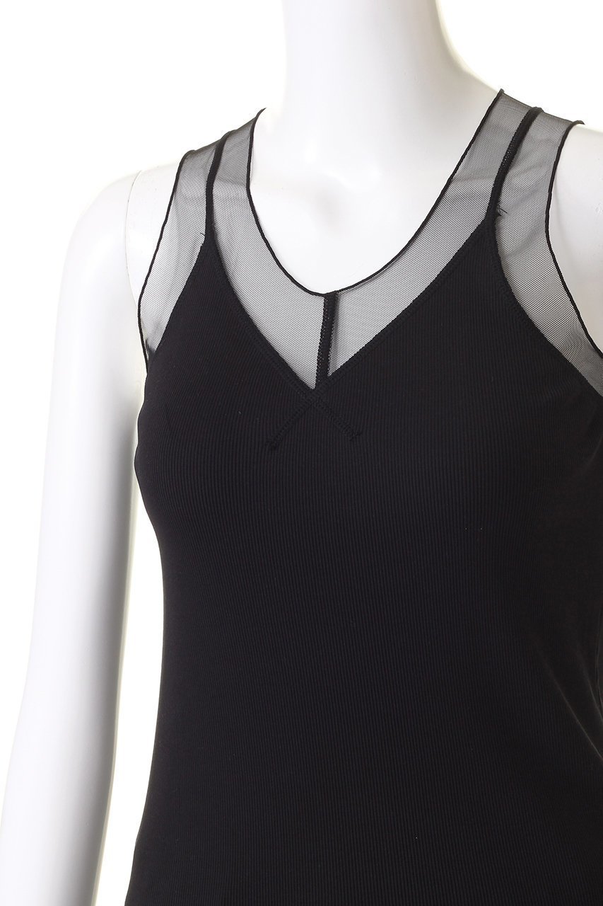 【マルティニーク/martinique】のリブチュールタンク 人気、トレンドファッション・服の通販 founy(ファニー) 　ファッション　Fashion　レディースファッション　Fashion for Women　トップス・カットソー　Cut & Sew Tops　キャミソール&ノースリーブ　Camisoles & Sleeveless Tops　シャツ・ブラウス・オフィスカジュアル　Elegant Blouses & Button-Ups　ロングTシャツ・Tシャツ　Longline T-Shirts & Tees　カットソー・ベーシックTシャツ　Cut-and-Sewn Tops / Stretch Tees & Basics　インナー　Innerwear　キャミソール　Camisole, Spaghetti Strap Top　シアー　Sheer, See-Through　タンク　Tank Top, Sleeveless Top　チュール　Tulip, Tulip Motif　ドッキング　Docking, Mixed Material　フィット　Fit, Slim Fit　other-5|ID: prp329100003901416 ipo3291000000032938918