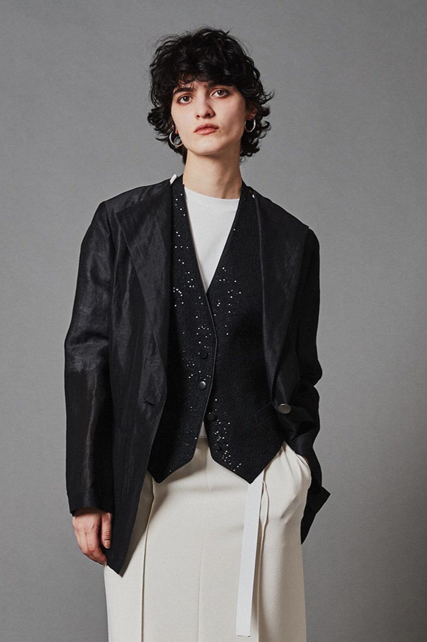 【オブリオ/AUBRIOT】のシアーシルクリネン ジャケット インテリア・キッズ・メンズ・レディースファッション・服の通販 founy(ファニー) ファッション Fashion レディースファッション Fashion for Women アウター Coat / Outerwear Collection レディースジャケット・軽アウター Jackets シアー Sheer, See-Through シルク Silk, 100% Silk ジャケット Jacket, Outerwear フォルム Silhouette, Form ラグジュアリー Luxury, Elegant リネン Linen, Linen Fabric ワイド Wide, Wide Fit エレガント 上品 Elegant ブラック|ID: prp329100003904921 ipo3291000000035655099