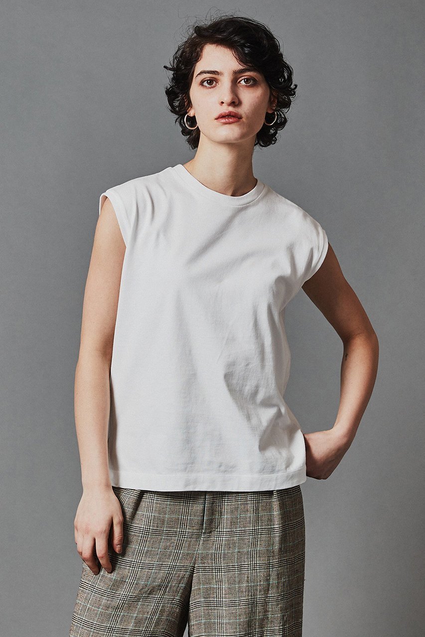 【オブリオ/AUBRIOT】のプレミアムコットン テンジク フレンチスリーブTシャツ 人気、トレンドファッション・服の通販 founy(ファニー) 　ファッション　Fashion　レディースファッション　Fashion for Women　トップス・カットソー　Cut & Sew Tops　シャツ・ブラウス・オフィスカジュアル　Elegant Blouses & Button-Ups　ロングTシャツ・Tシャツ　Longline T-Shirts & Tees　カットソー・ベーシックTシャツ　Cut-and-Sewn Tops / Stretch Tees & Basics　なめらか　Smooth, Silky Texture　ショート　Short, Short Length　シンプル　Simple, Minimal　スリーブ　Sleeve, Long Sleeve / Short Sleeve　スーピマ　Supima, Premium Cotton　フィット　Fit, Slim Fit　フレンチ　French, French Style　プレミアム　Premium, High-End　ラウンド　Round, Round Neck　 other-1|ID: prp329100003904928 ipo3291000000032873994