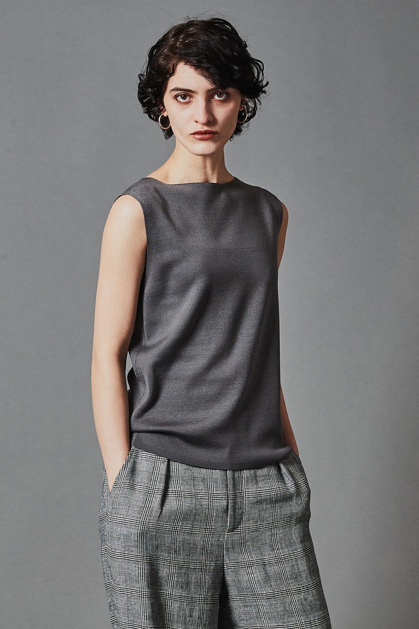 【オブリオ/AUBRIOT】のシャッペシルク2/60 ノースリーブニット インテリア・キッズ・メンズ・レディースファッション・服の通販 founy(ファニー) 　ファッション　Fashion　レディースファッション　Fashion for Women　トップス・カットソー　Cut & Sew Tops　ニット　Knit Tops & Sweaters　キャミソール&ノースリーブ　Camisoles & Sleeveless Tops　カジュアルプルオーバー・ニットトップス　Pullovers & Knit Tops / Casual Pullovers　アンサンブル　Ensemble Set　シルク　Silk, 100% Silk　シンプル　Simple, Minimal　スクエア　Square, Square Shape　ノースリーブ　Sleeveless, No-Sleeve　フィット　Fit, Slim Fit　フォルム　Silhouette, Form　モダン　Modern, Contemporary　エレガント 上品　Elegant　チャコールグレー|ID: prp329100003904930 ipo3291000000032947984