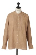 【オブリオ/AUBRIOT】のALBINIリネン バンドカラーシャツ キャメルブラウン|ID: prp329100003904936 ipo3291000000035083768