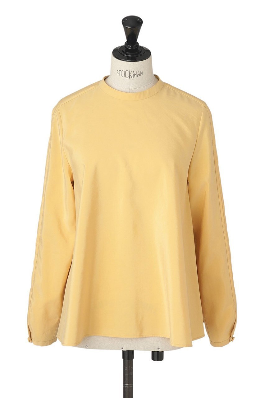 【オブリオ/AUBRIOT】のシルクナイロンサンドウォッシュ フレアブラウス インテリア・キッズ・メンズ・レディースファッション・服の通販 founy(ファニー) 　ファッション　Fashion　レディースファッション　Fashion for Women　トップス・カットソー　Cut & Sew Tops　シャツ・ブラウス・オフィスカジュアル　Elegant Blouses & Button-Ups　エレガント 上品　Elegant　コンパクト　Compact, Small Size　シルク　Silk, 100% Silk　スリーブ　Sleeve, Long Sleeve / Short Sleeve　フレア　Flare, Flared　ロング　Long, Long-Length　再入荷　Restock / Back in Stock　イエロー|ID: prp329100003904937 ipo3291000000035083779